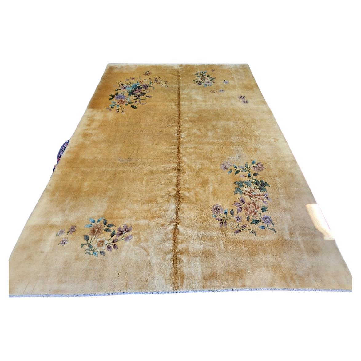 Early 20th Century Chinese Nichols Art Deco Rug circa 1920 Mint Condition 9x12 For Sale