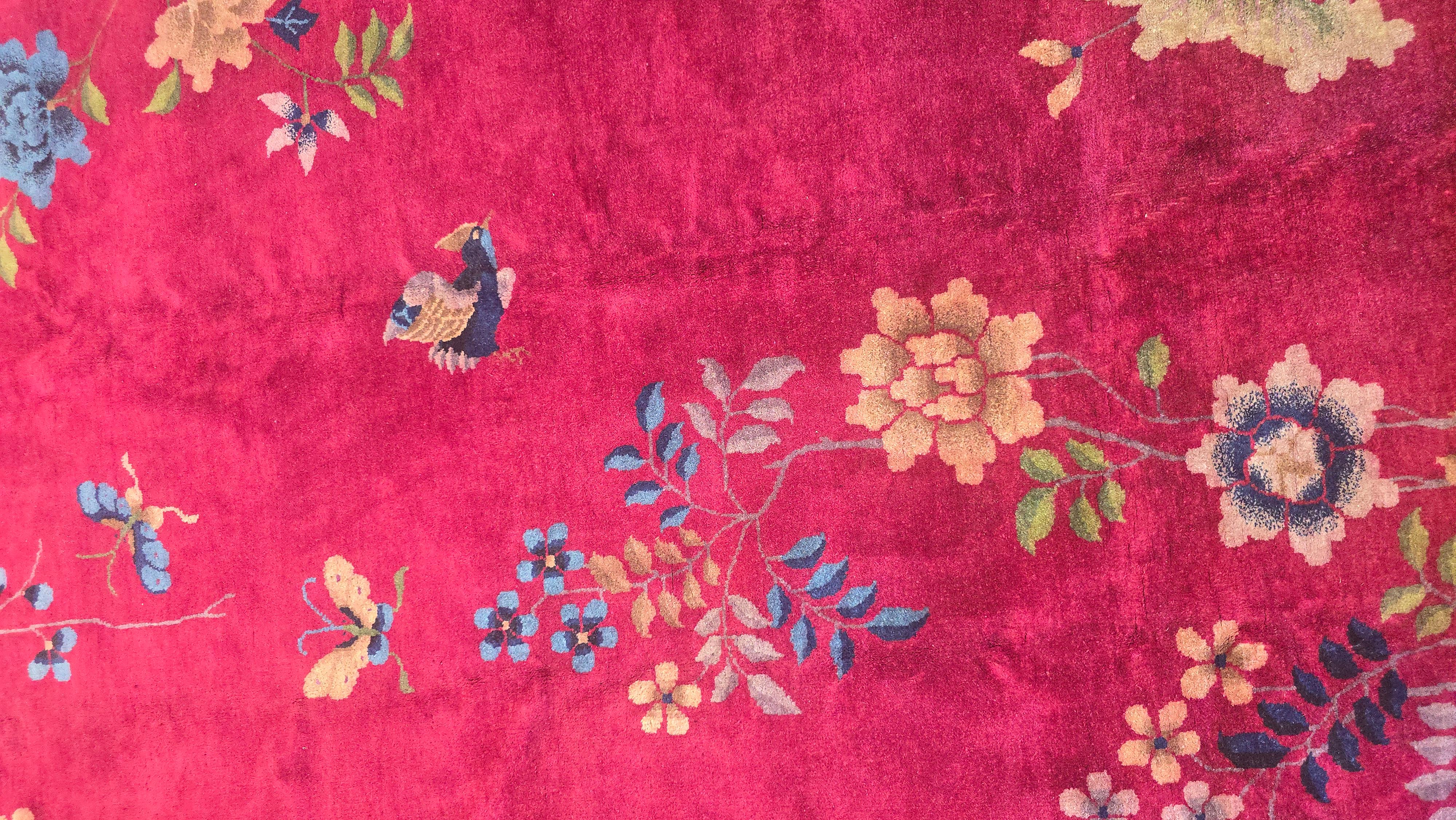 Laine Début du 20e siècle, tapis chinois Rug Art déco en vente