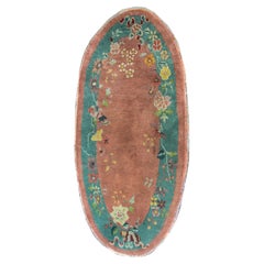 Chinesischer ovaler Art-déco-Teppich des frühen 20. Jahrhunderts