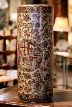 Early 20th Century Chinese Painted and Gilt Porcelain Umbrella or Cane Stand
