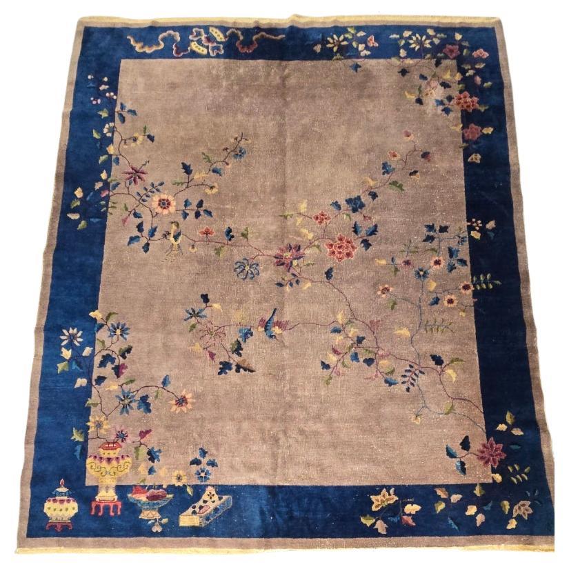 Alfombra Art Decó china de Pekín de principios del siglo XX circa 1920 8x10