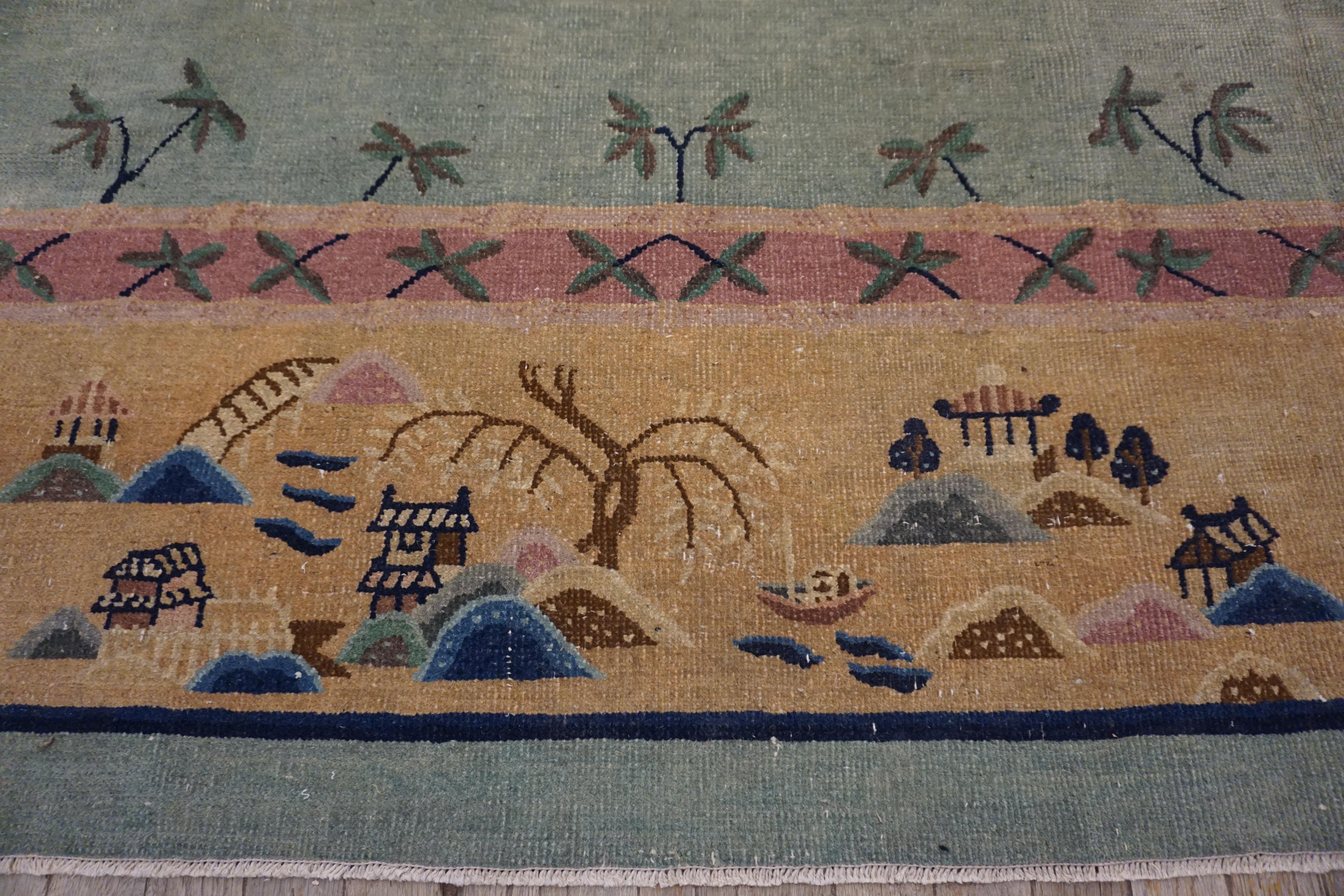Wool Early 20th Century Chinese Peking Carpet ( 10'4