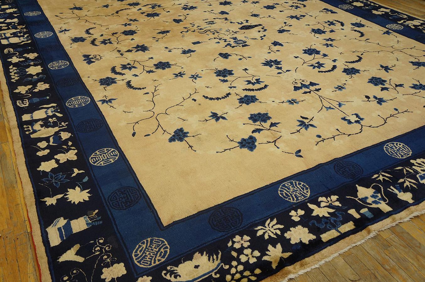 Noué à la main Tapis chinois de Pékin du début du 20ème siècle ( 12' x 15' - 365 x 458 ) en vente