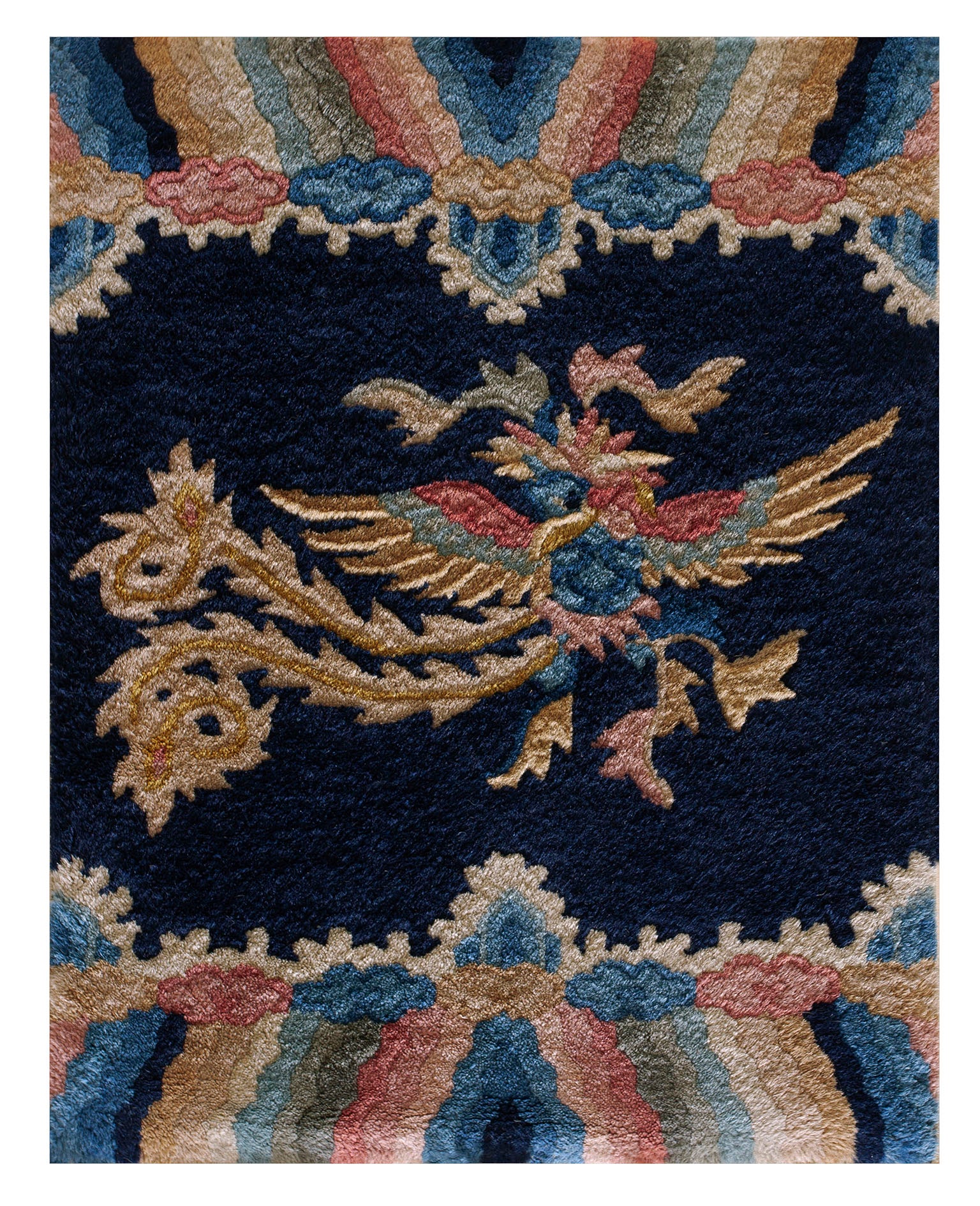 Tappeto cinese di Pechino dell'inizio del XX secolo ( 1'7'' x 2' - 48 x 61 cm )