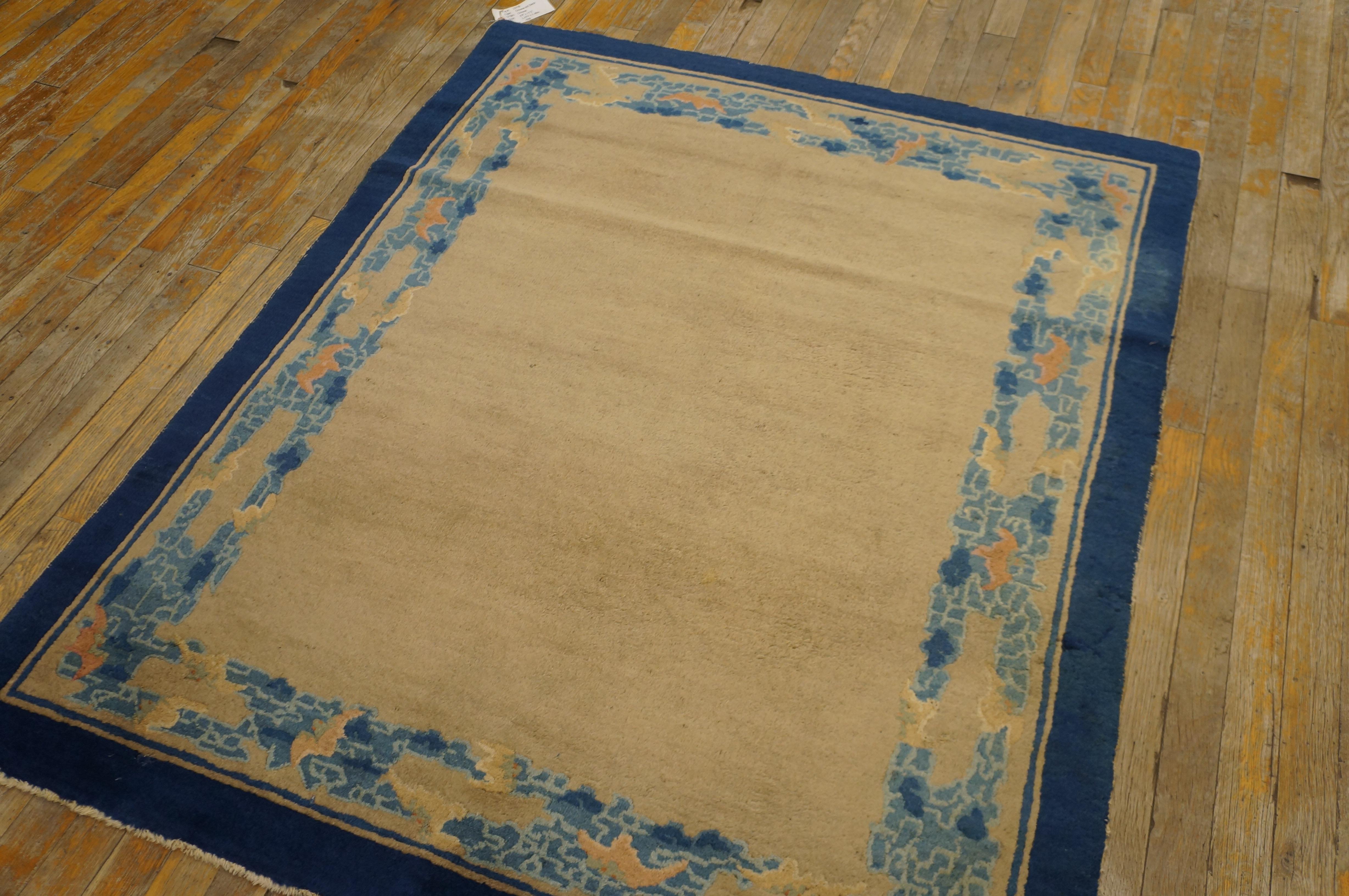 Wool Early 20th Century Chinese Peking Carpet ( 4' x 5' - 122 x 152 ) For Sale