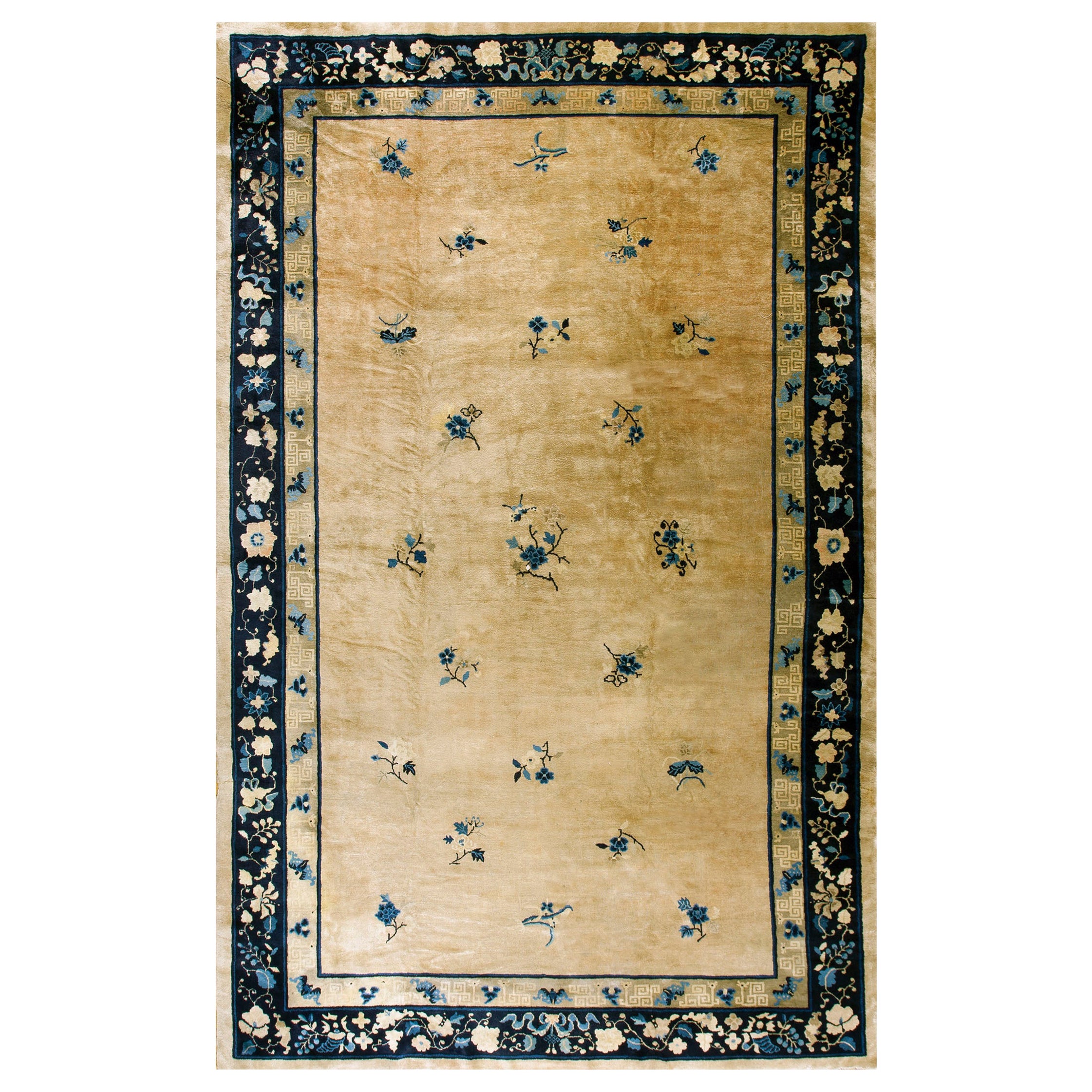 Tapis chinois de Pékin du début du 20e siècle (32,86 x 35,56 cm)