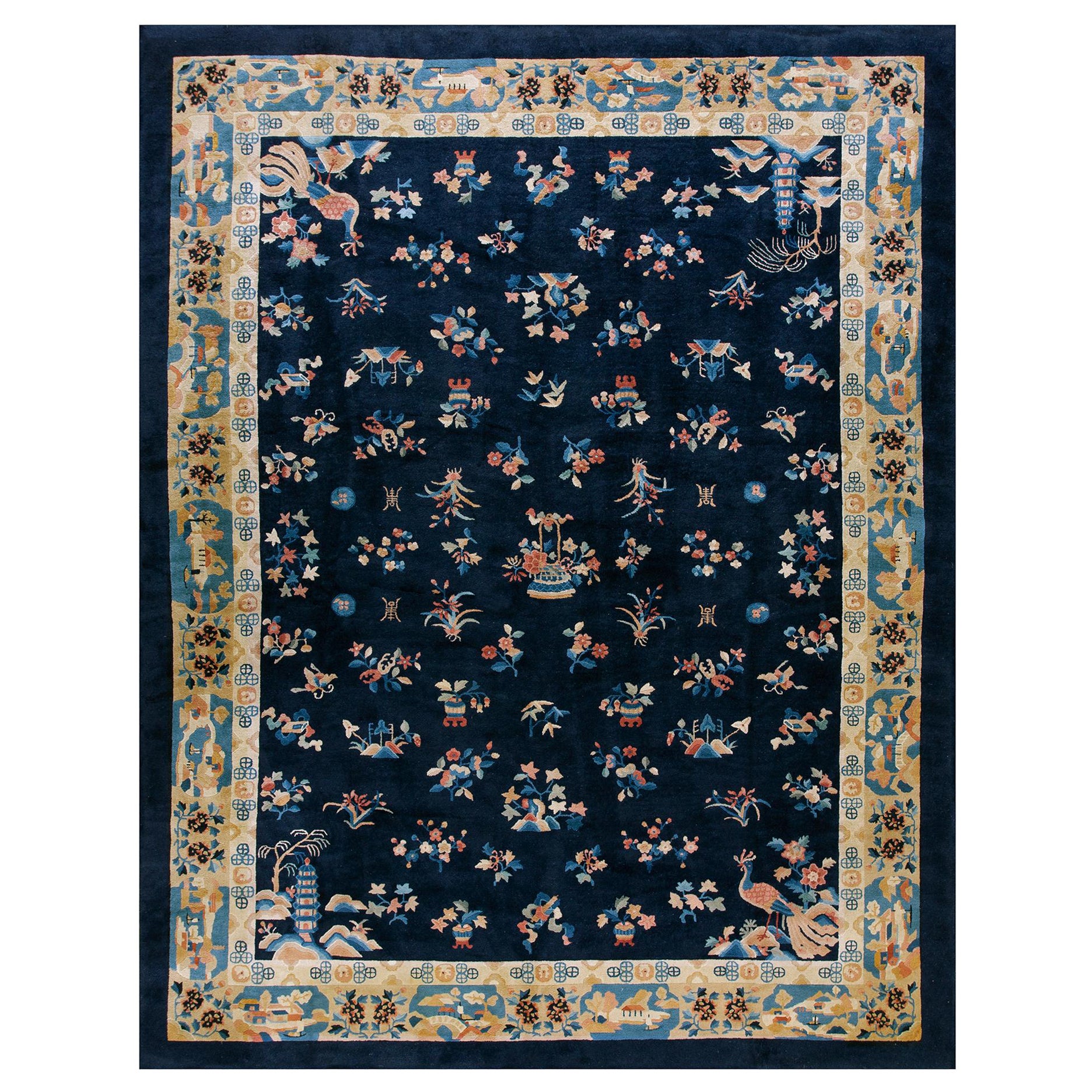 Tapis chinois de Pékin du début du 20ème siècle ( 9'2'' x 11'8'' - 280 x 355 )