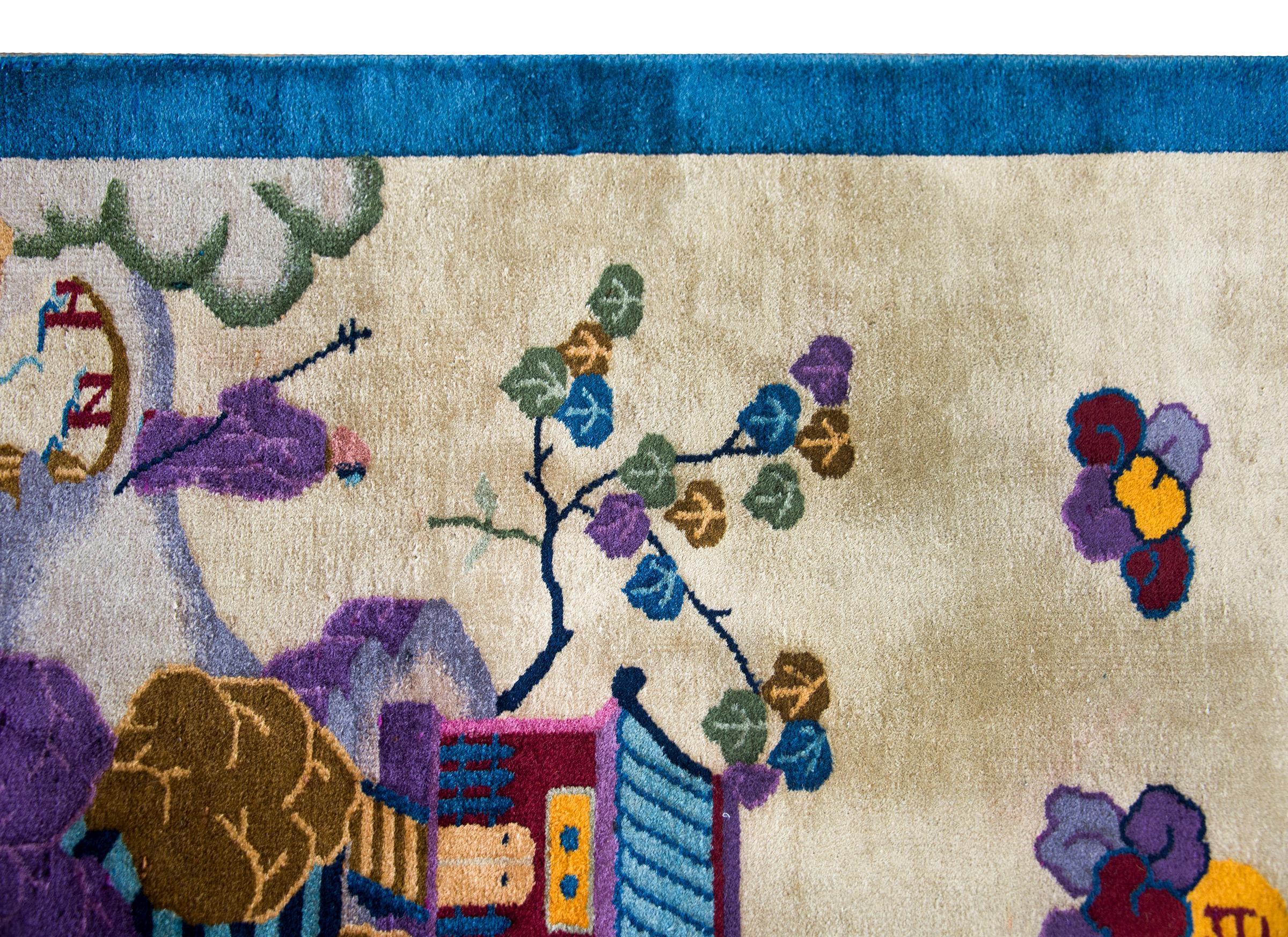 Early 20th Century Chinese Pictorial Art Deco Rug For Sale 5