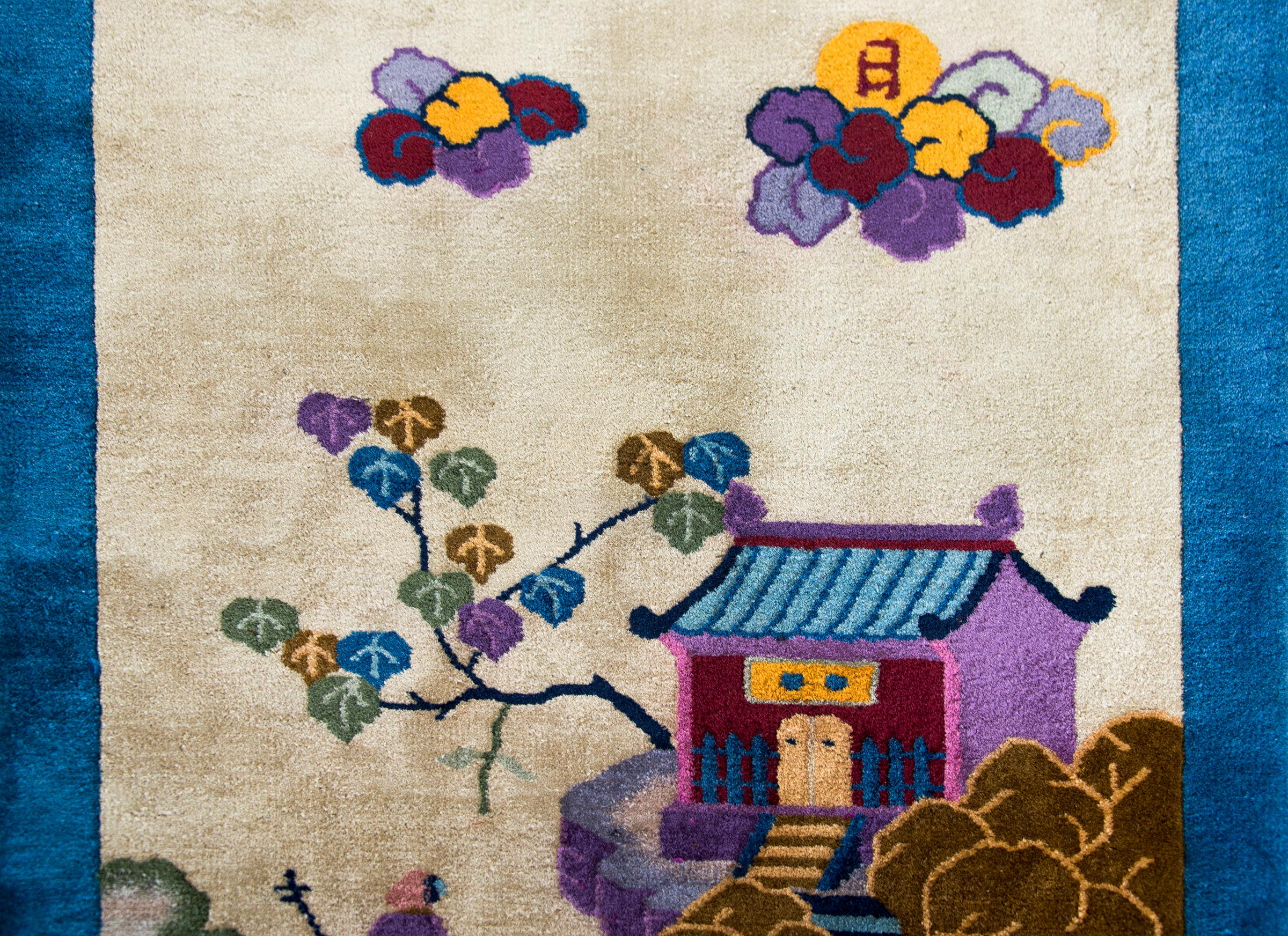 Early 20th Century Chinese Pictorial Art Deco Rug For Sale 6