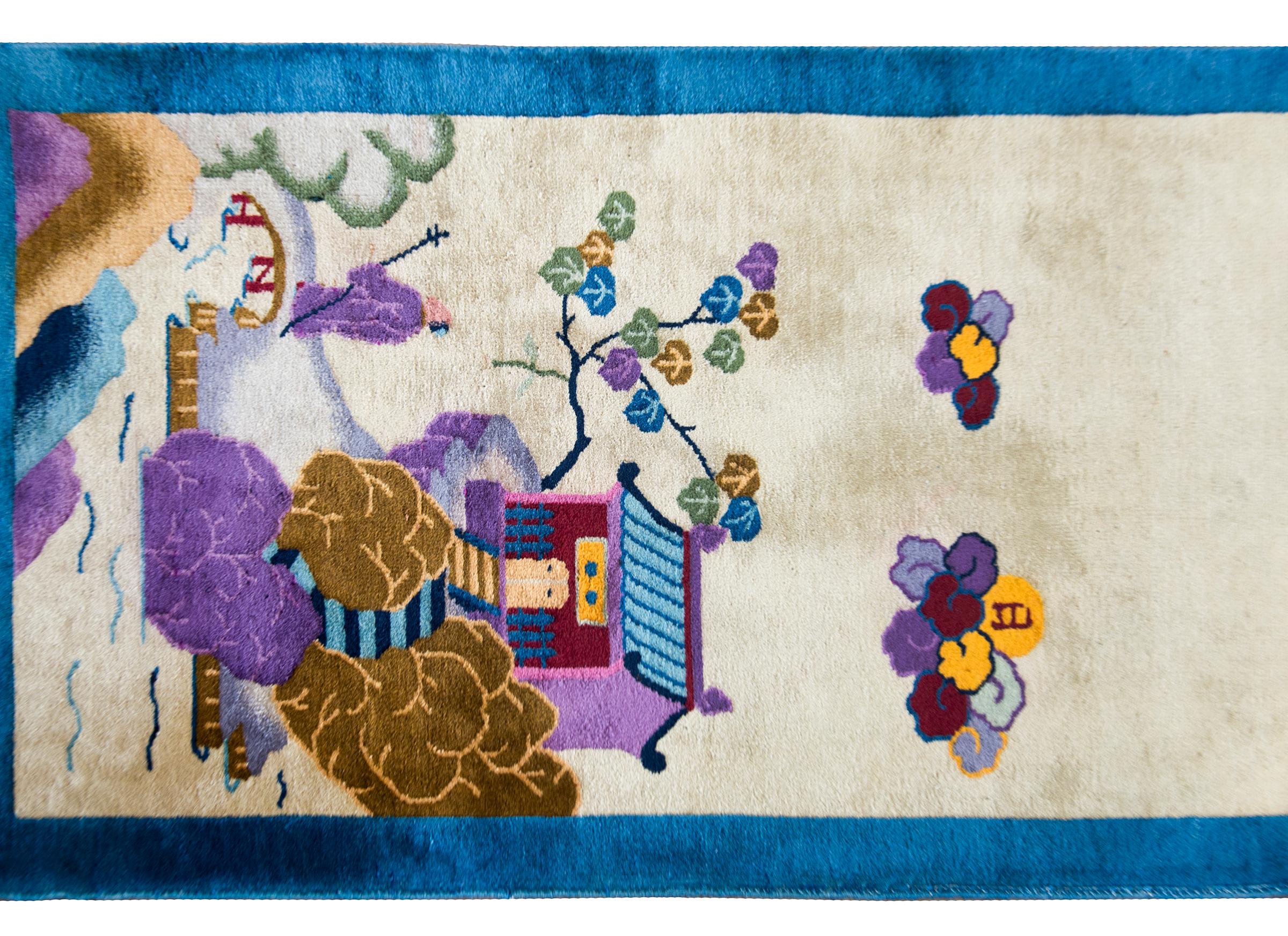 Early 20th Century Chinese Pictorial Art Deco Rug For Sale 7