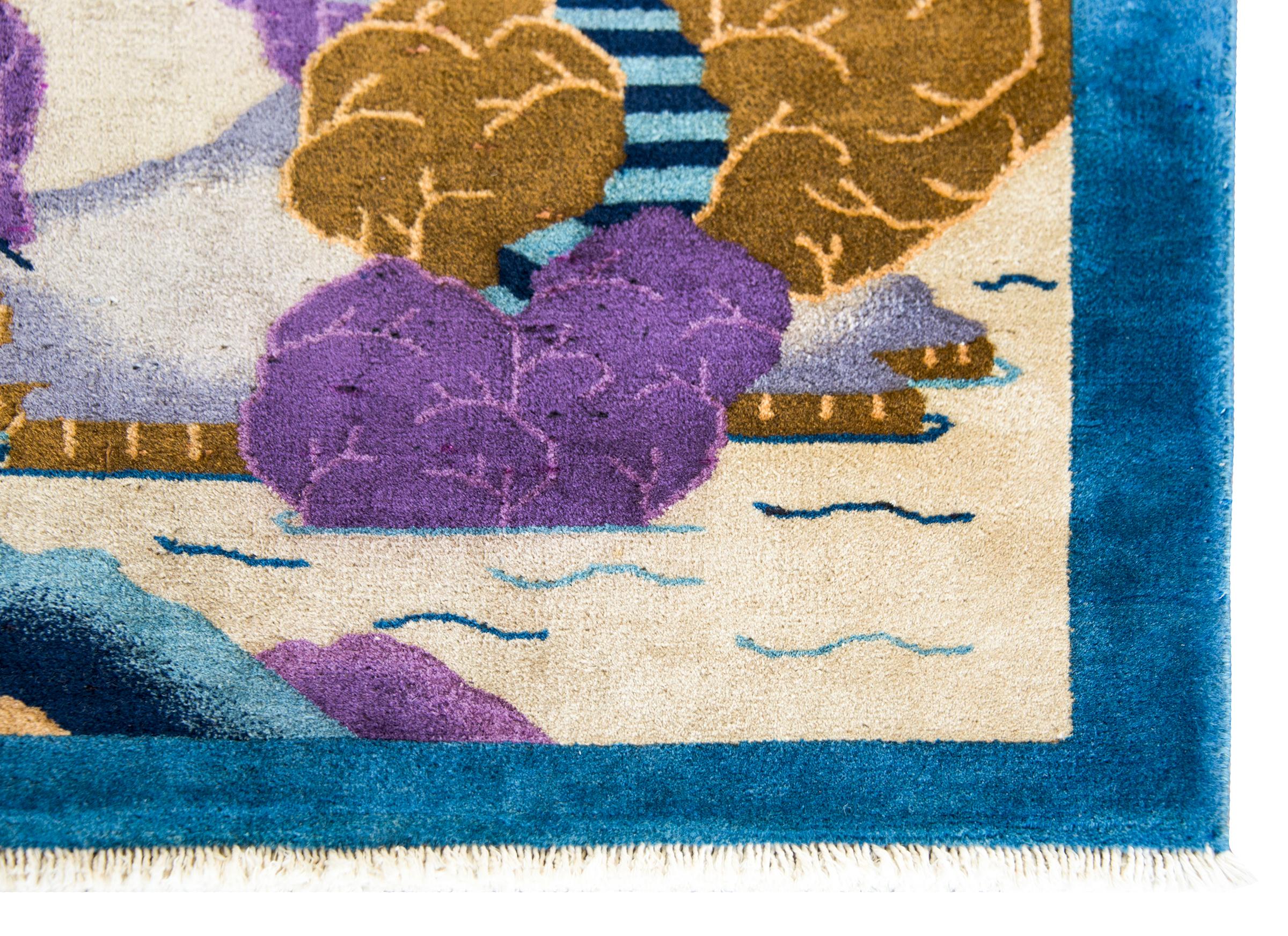 Early 20th Century Chinese Pictorial Art Deco Rug For Sale 8