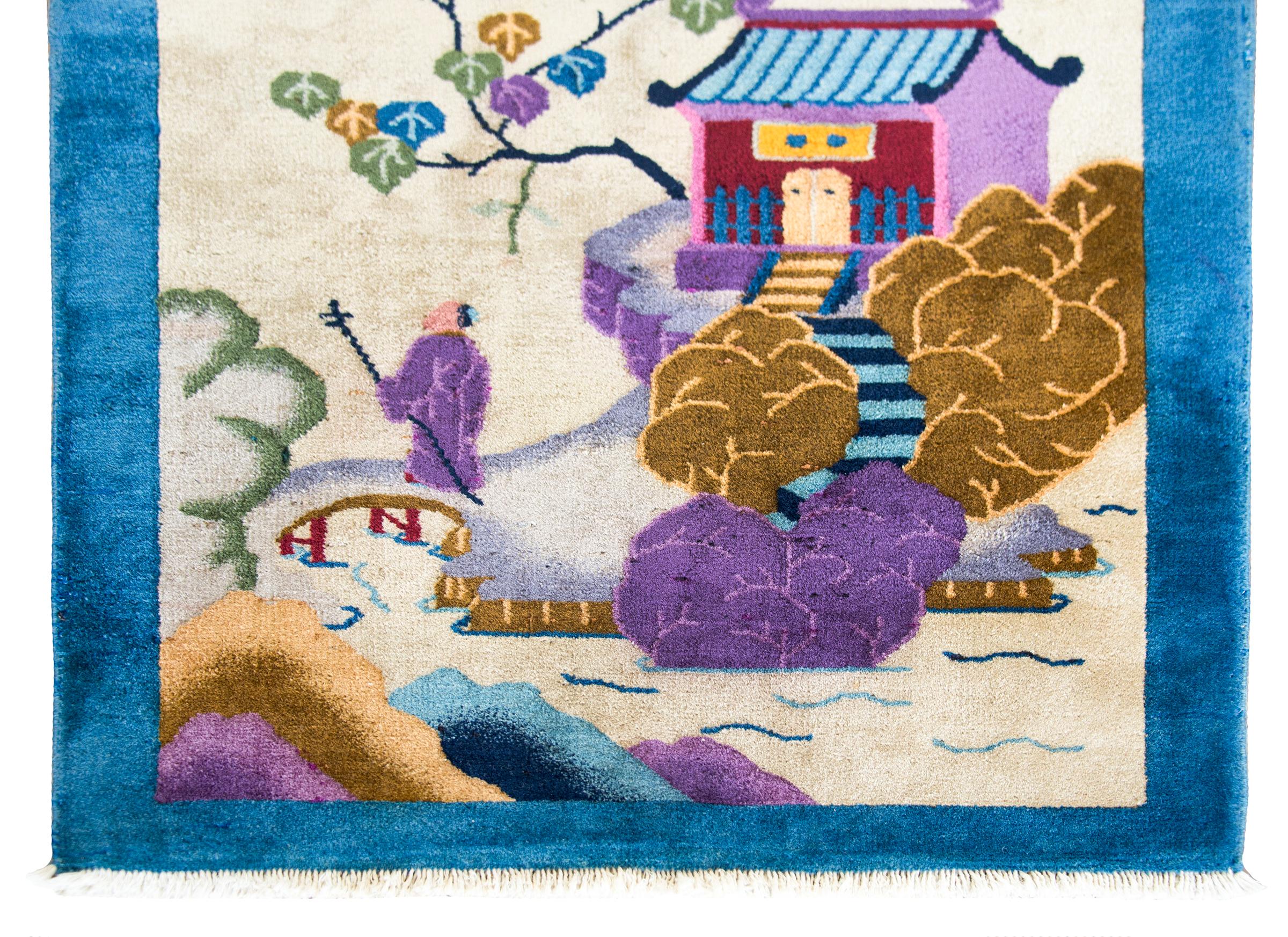 Early 20th Century Chinese Pictorial Art Deco Rug For Sale 2