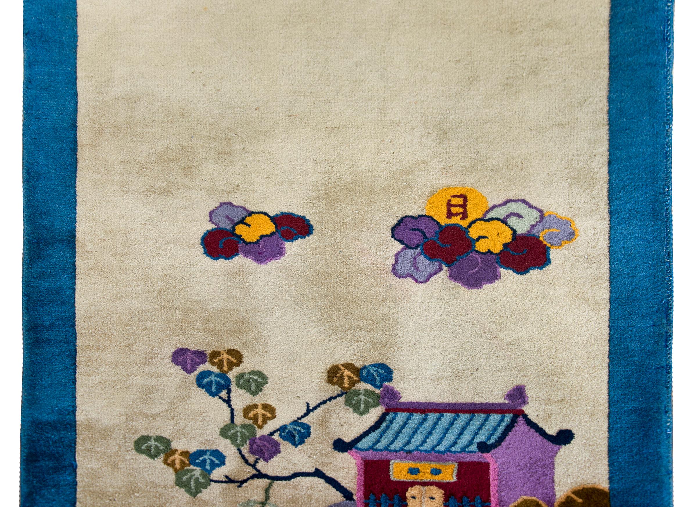 Early 20th Century Chinese Pictorial Art Deco Rug For Sale 3