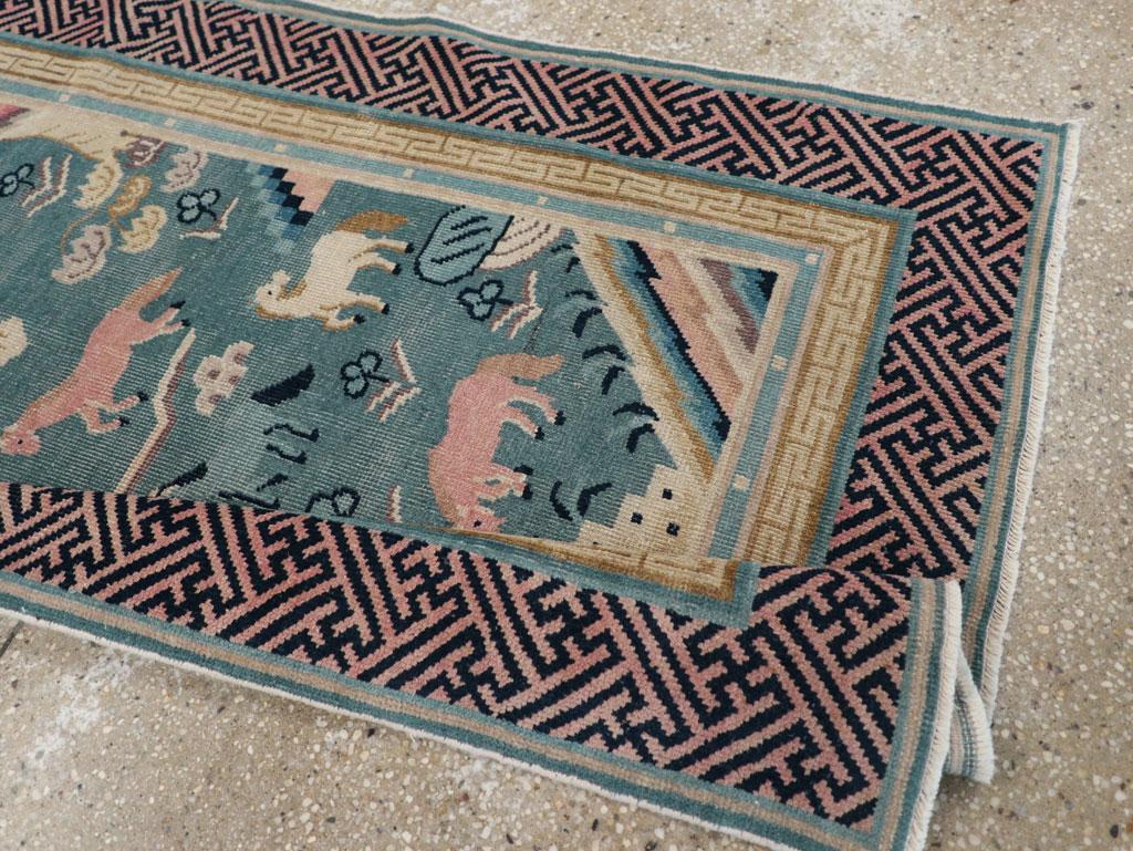 Early 20th Century Chinese Pictorial Throw Rug For Sale 1