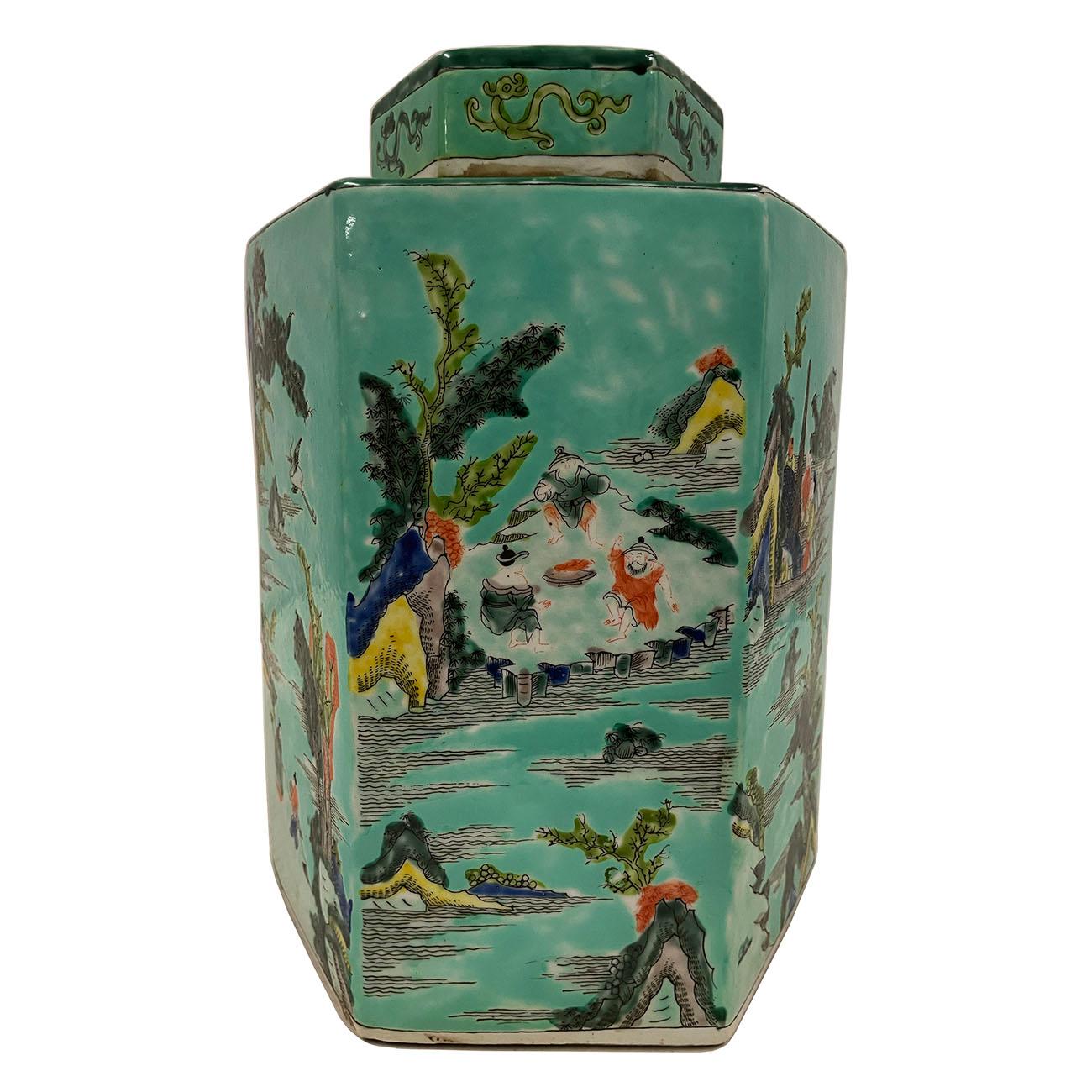 XX secolo Vaso di porcellana cinese dei primi del Novecento con coperchio in vendita