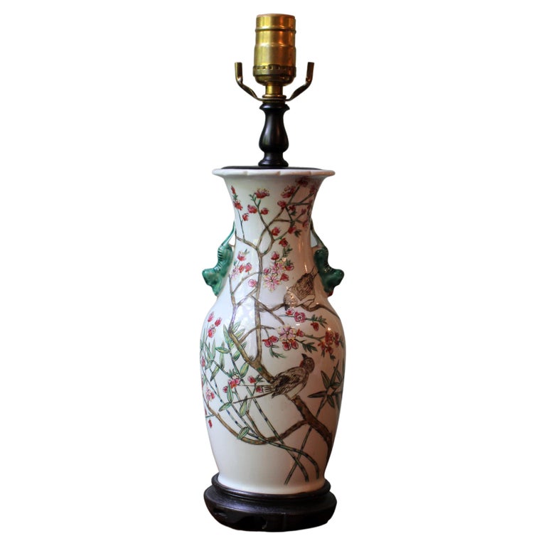 Early 20th Century Chinese Porcelain Vase Lamp For Sale at 1stDibs