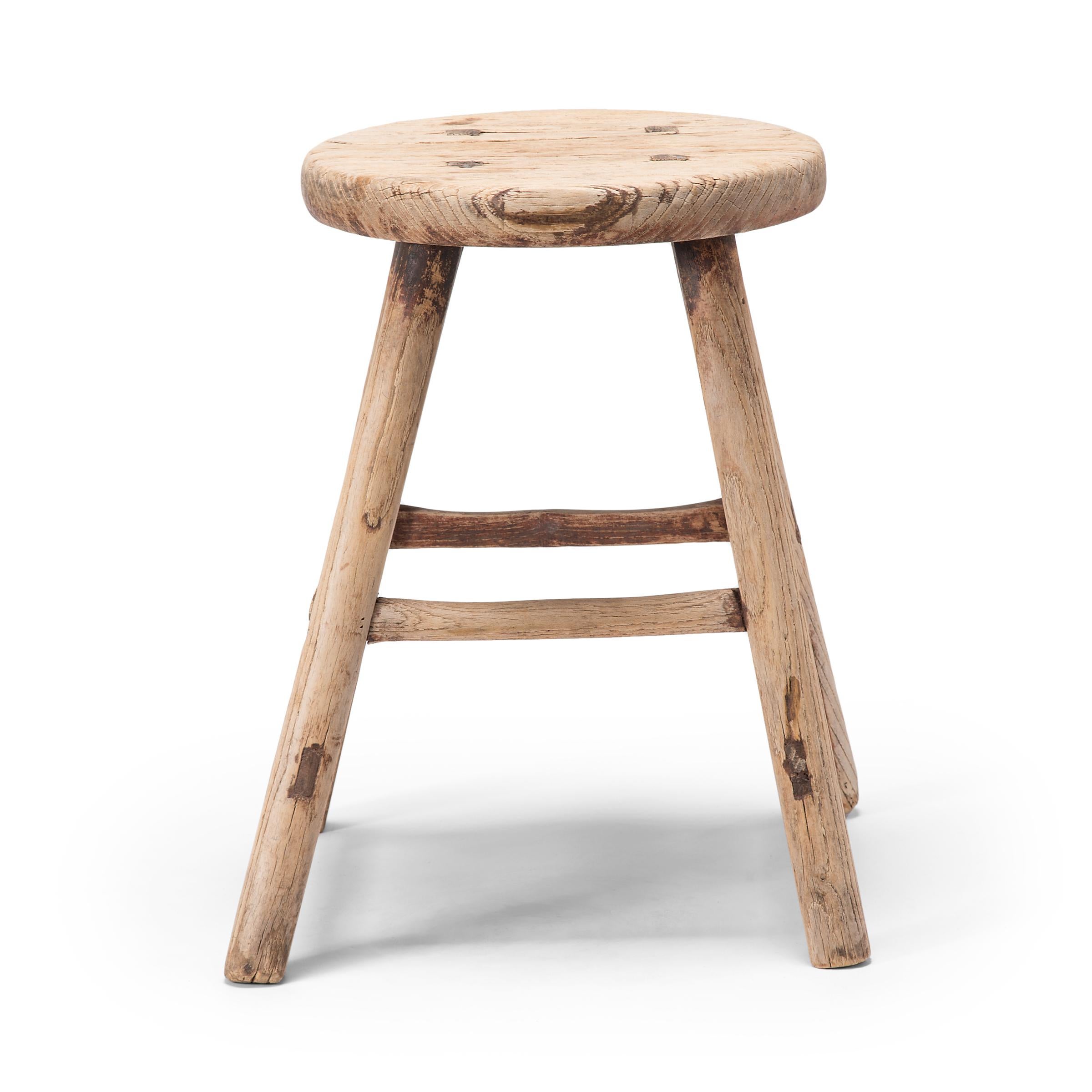 Qing Early 20th Century Chinese Provincial Flat-Sawn Stool
