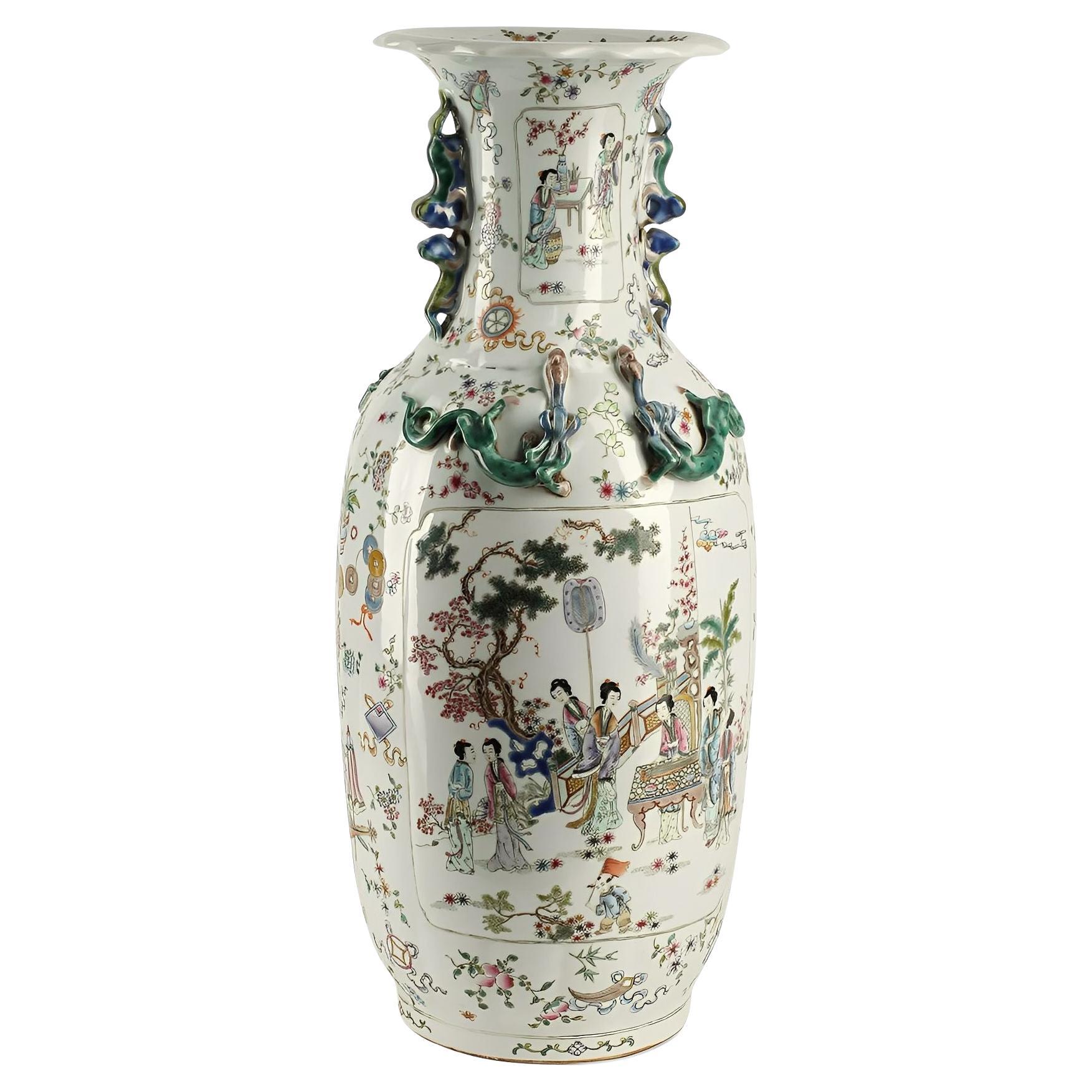 Early 20th-Century Chinese Qianlong-Style Porcelain Vase with Square Seal Mark