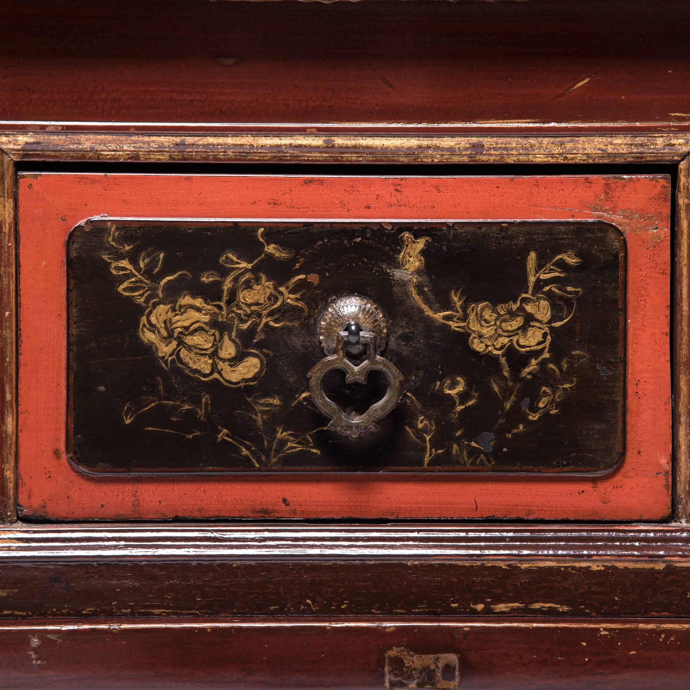 Chinese Gilt Red Lacquer Cabinet, c. 1900 3