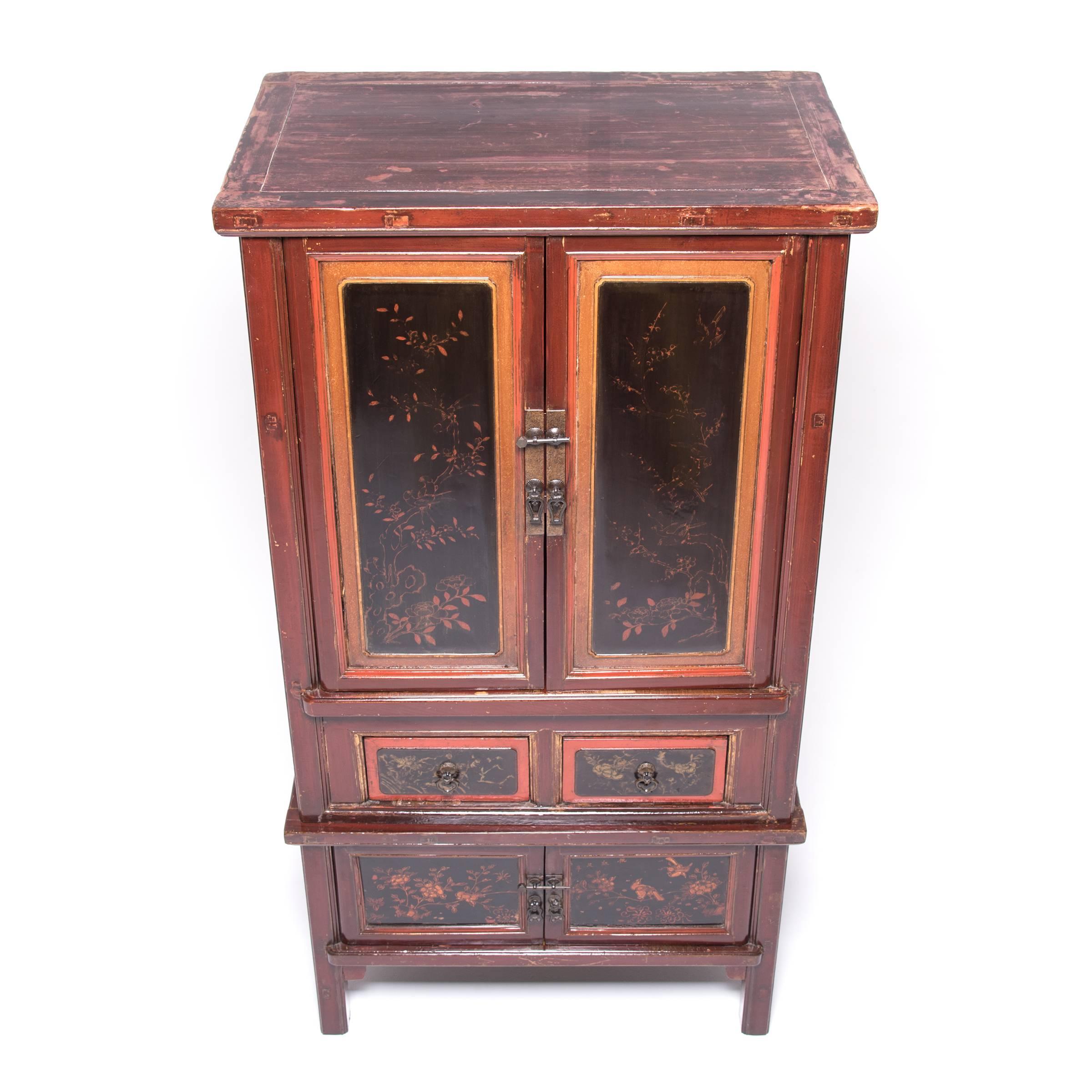 20th Century Chinese Gilt Red Lacquer Cabinet, c. 1900