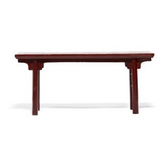 Banc de porte en laque rouge chinoise du début du XXe siècle