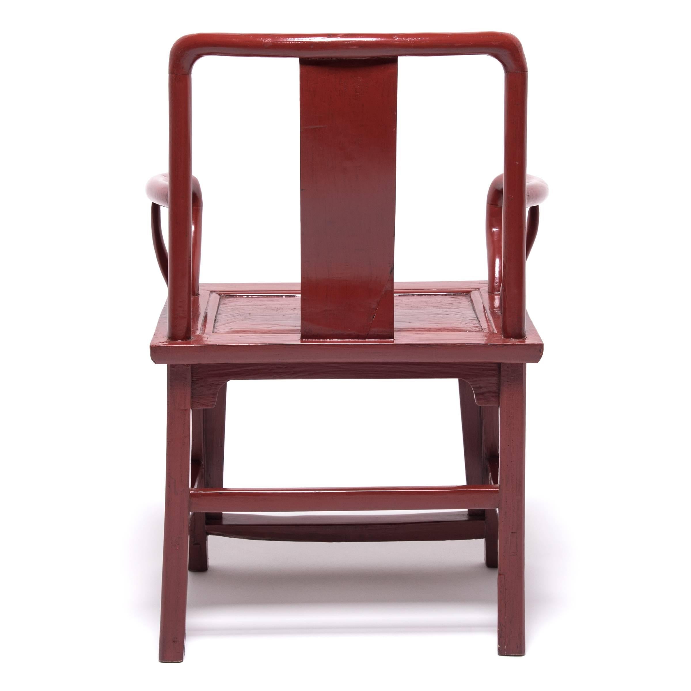 Qing Chinese Red Lacquer Official's Chair, c. 1900 For Sale