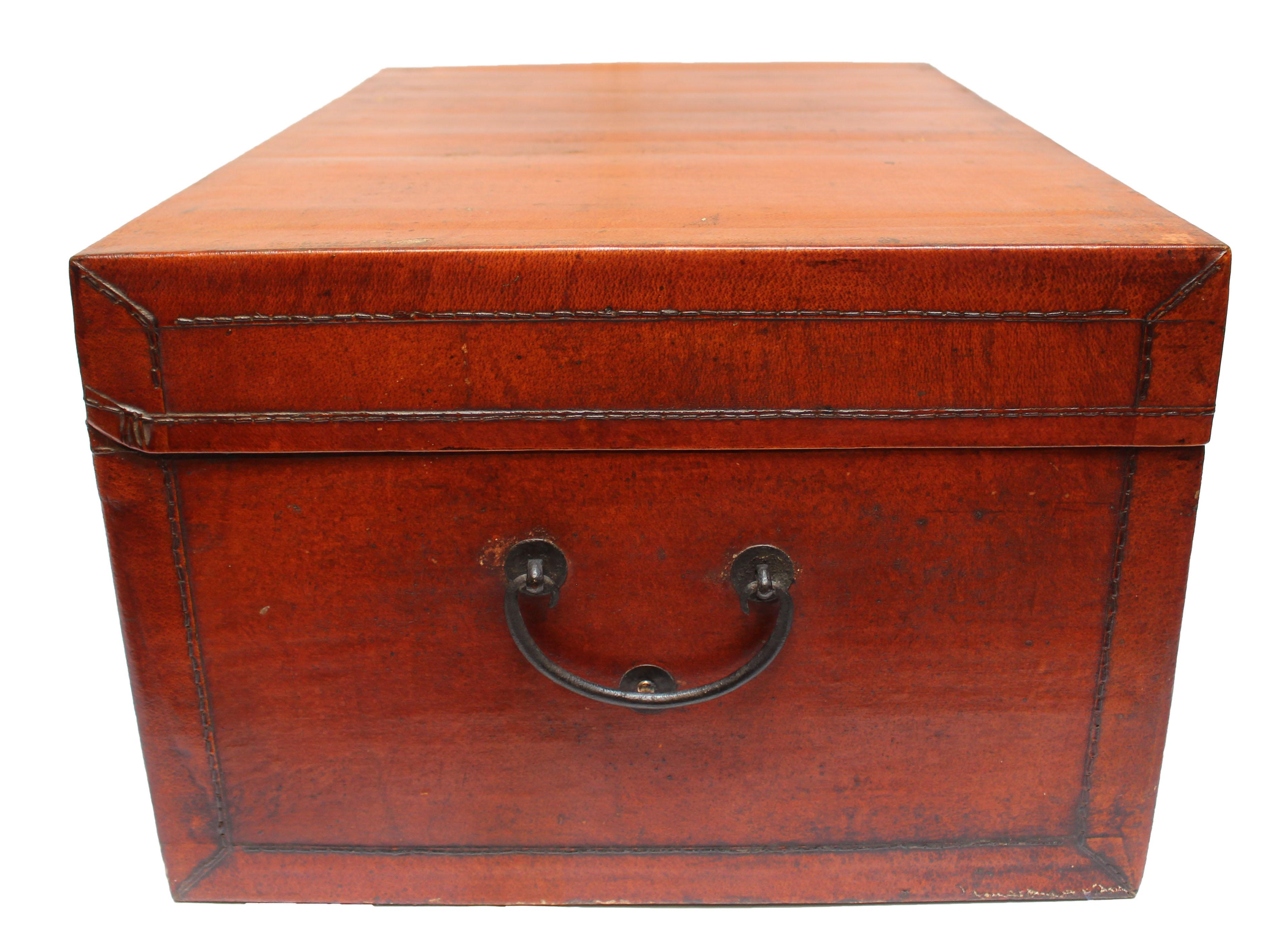 Early 20th Century Chinese Red Trunk with Iron Mounts 3