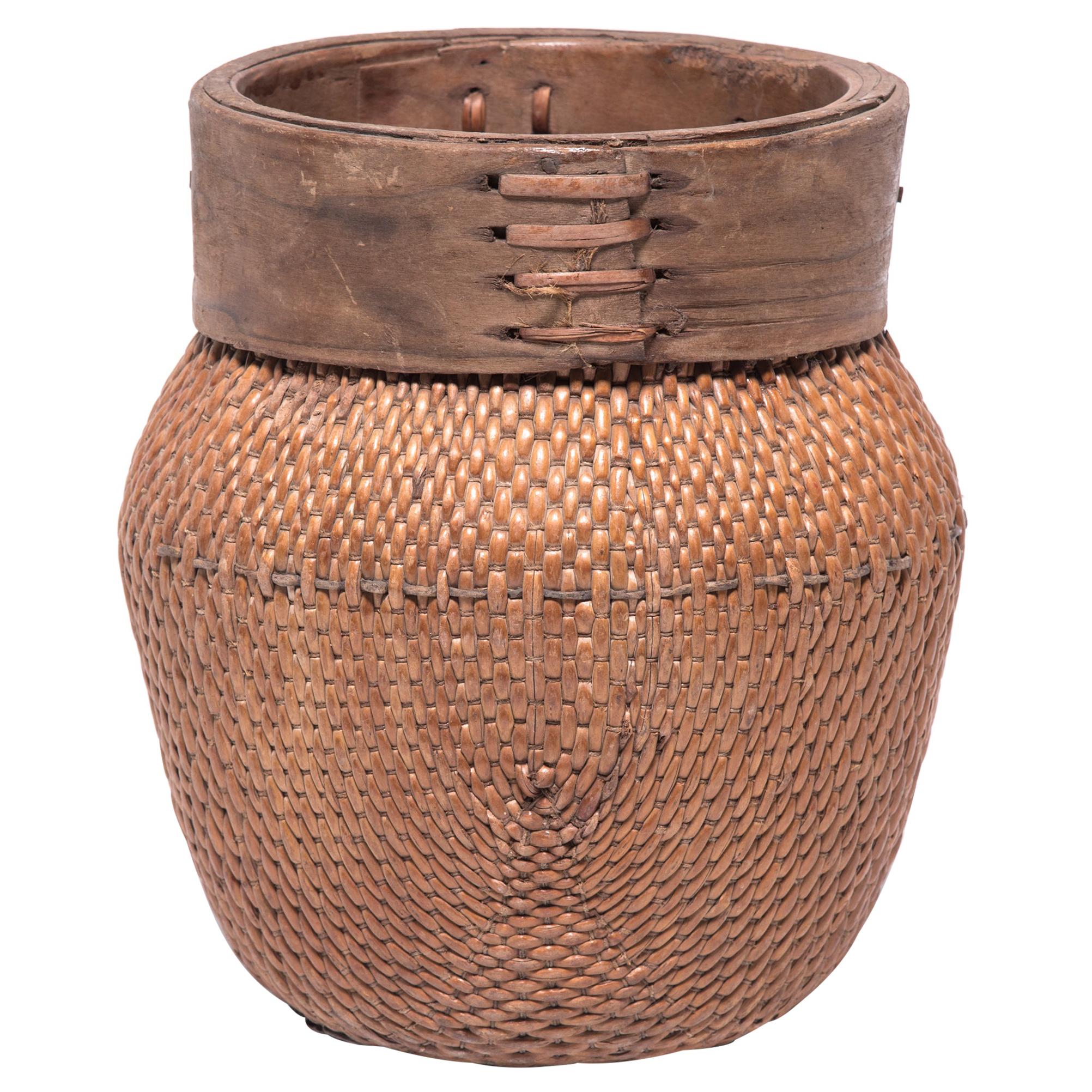 Early 20th Century Chinese Rimmed Fisherman Basket