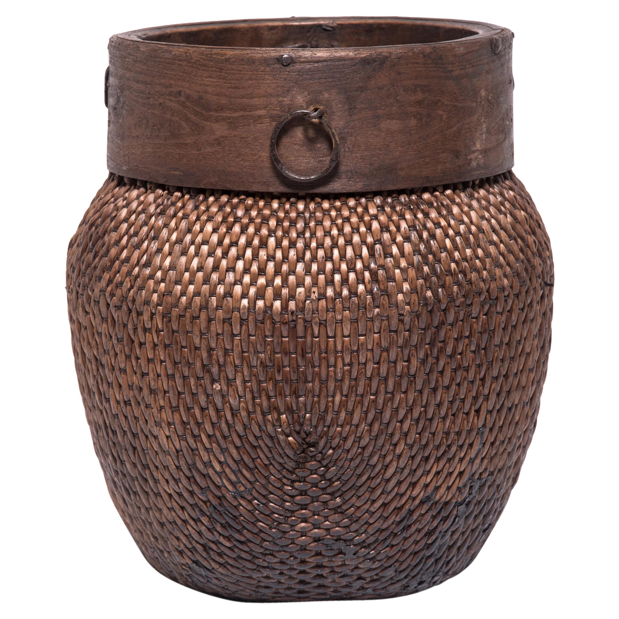 Early 20th Century Chinese Rimmed Fisherman Basket