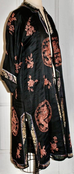 Early 20th Century Chinese Robe with Metallic Dragon Embroidery
