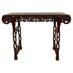 Antique Early 20th Century Chinese Rosewood Dragon Altar Table/Entry Console