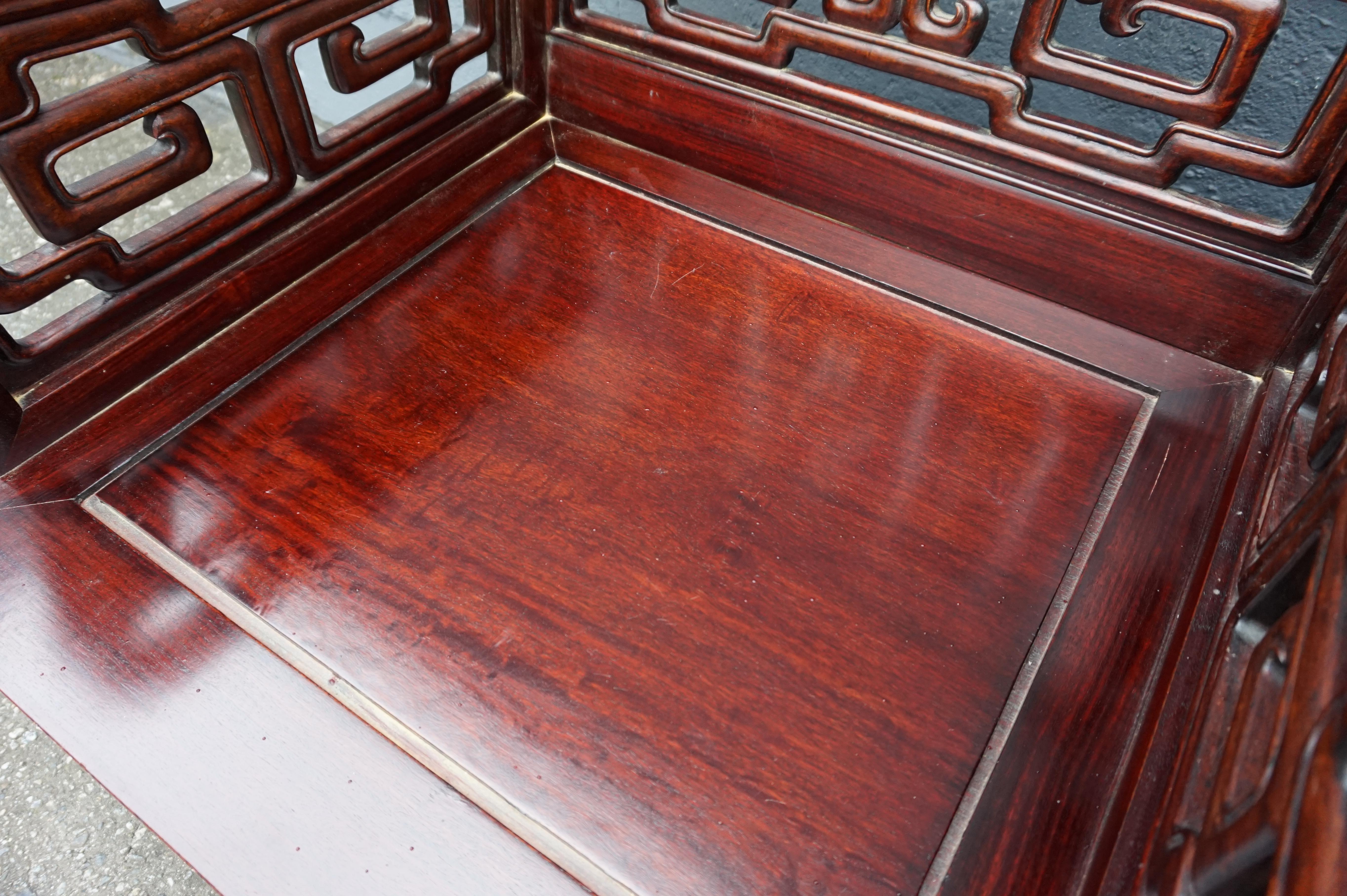 Early 20th Century Chinese Solid Rosewood Hand-carved Armchairs In Good Condition For Sale In Vancouver, British Columbia