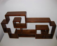 Early 20th Century Chinese Rosewood Key Fret Dovetailed Tabletop Display Shelf