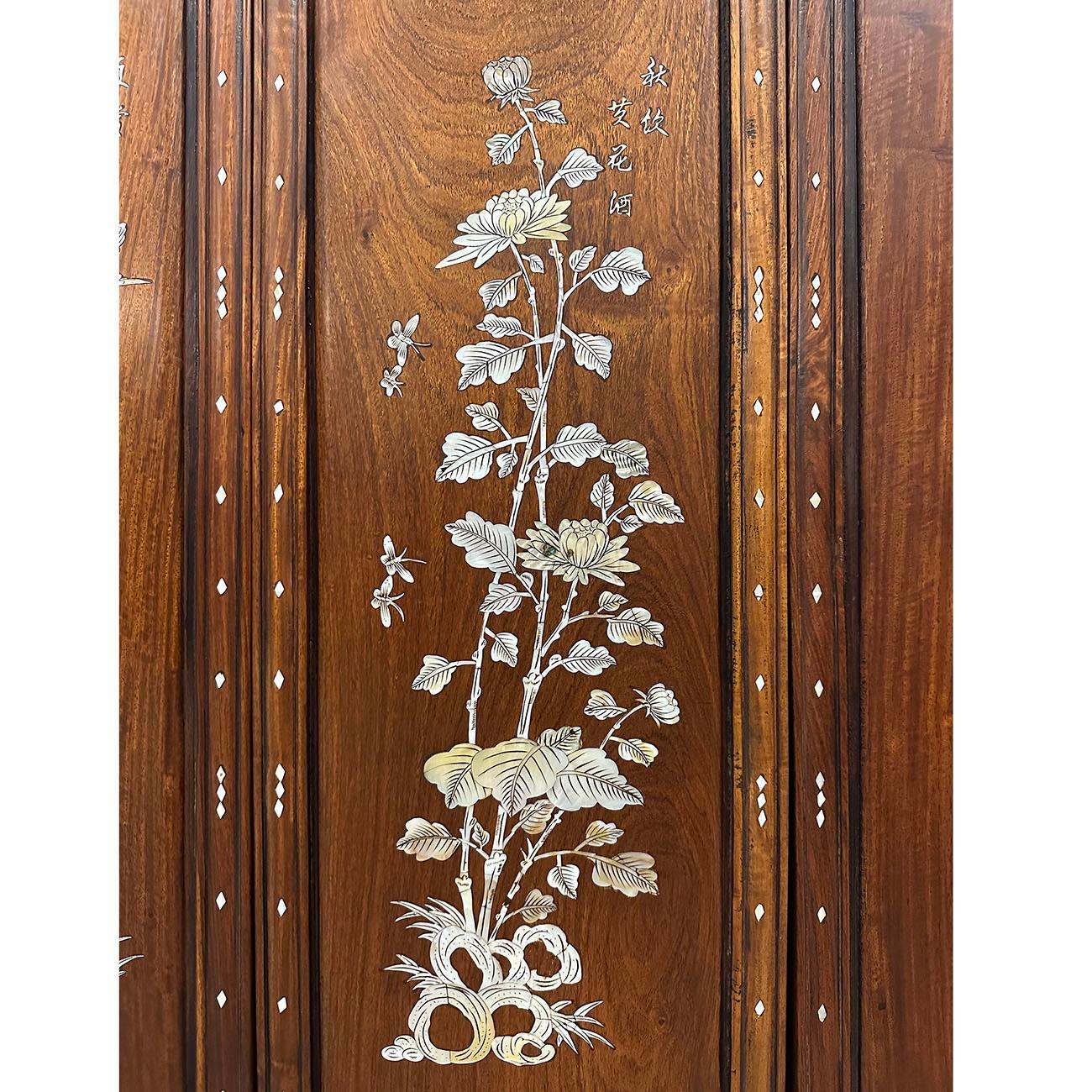Early 20th Century, Chinese Rosewood Wall Panels with Mother of Pearl Inlay 1