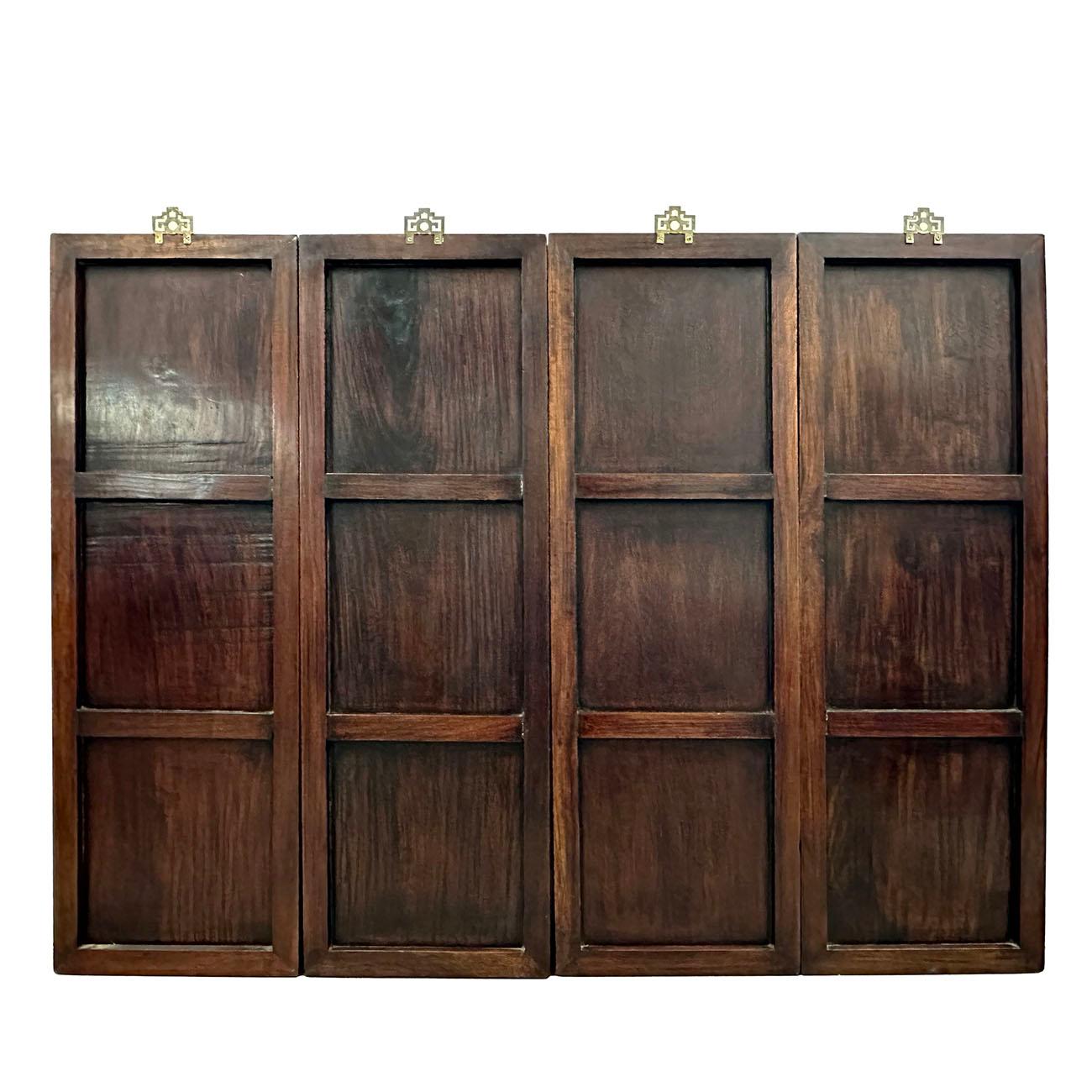 Early 20th Century, Chinese Rosewood Wall Panels with Mother of Pearl Inlay 3
