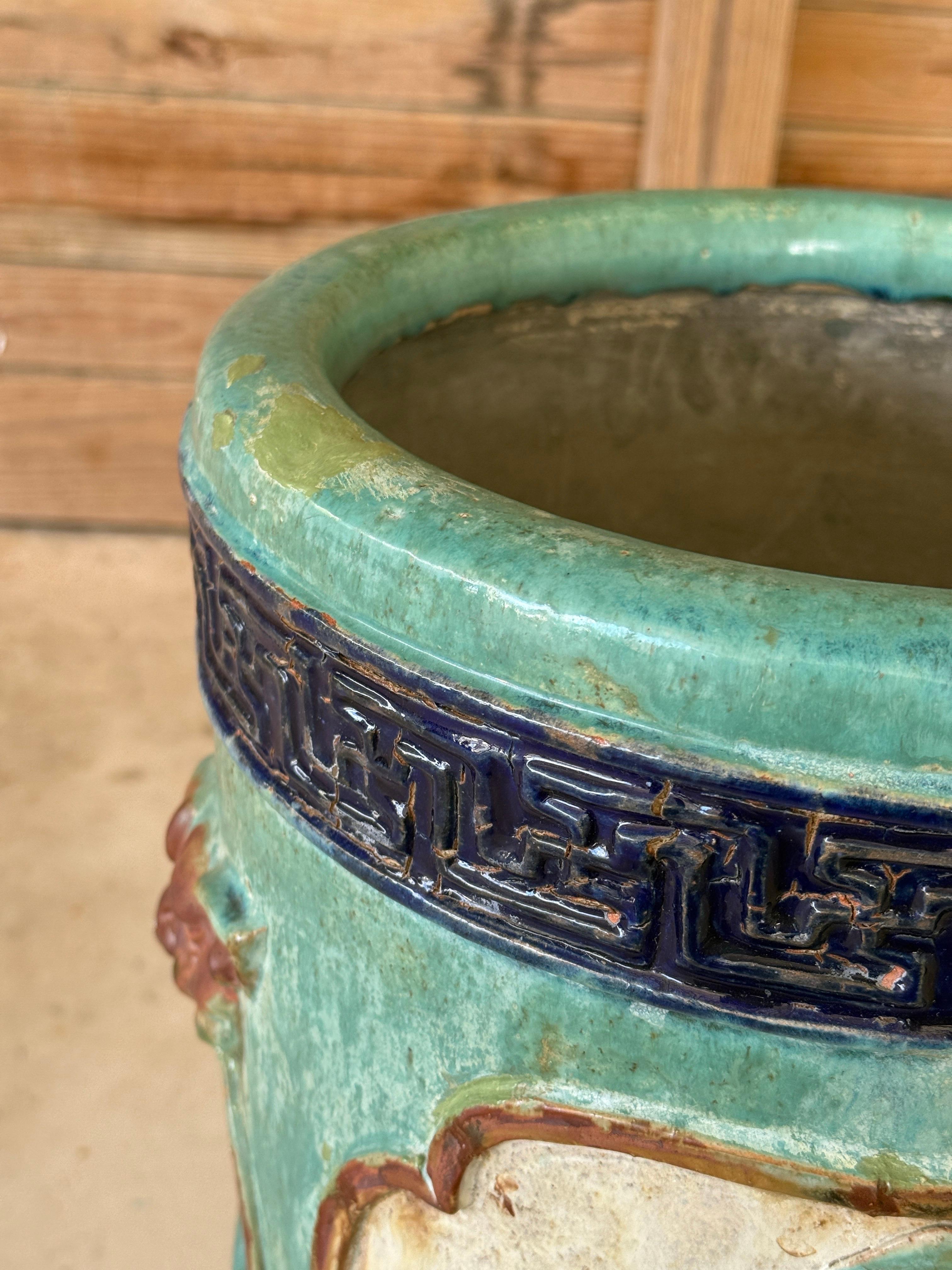 Paragüero chino Shiwan de principios del siglo XX esmaltado en turquesa Cerámico en venta