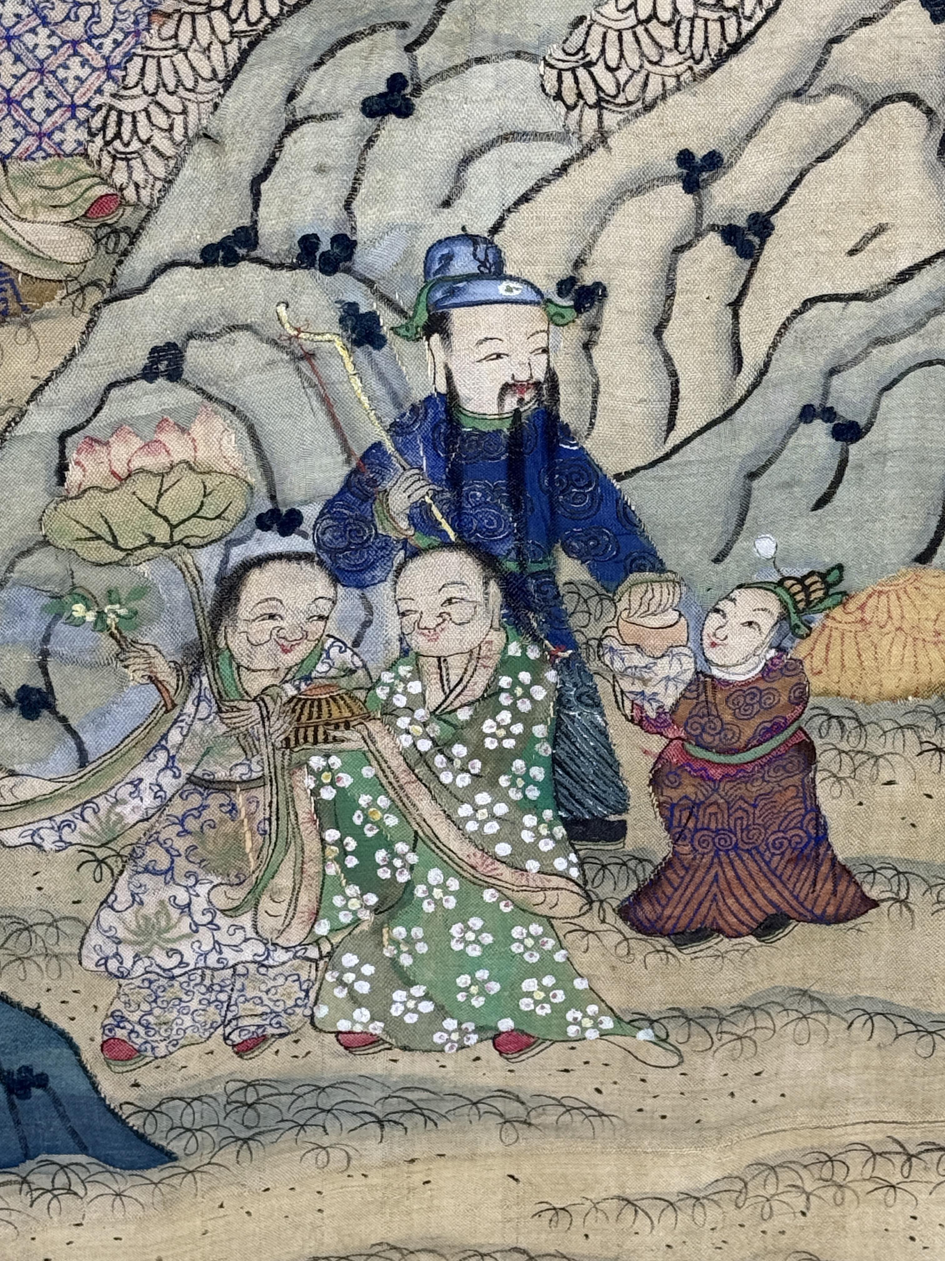 Early 20th Century Chinese Silk Kesi Panel – Immortal Figures For Sale 7
