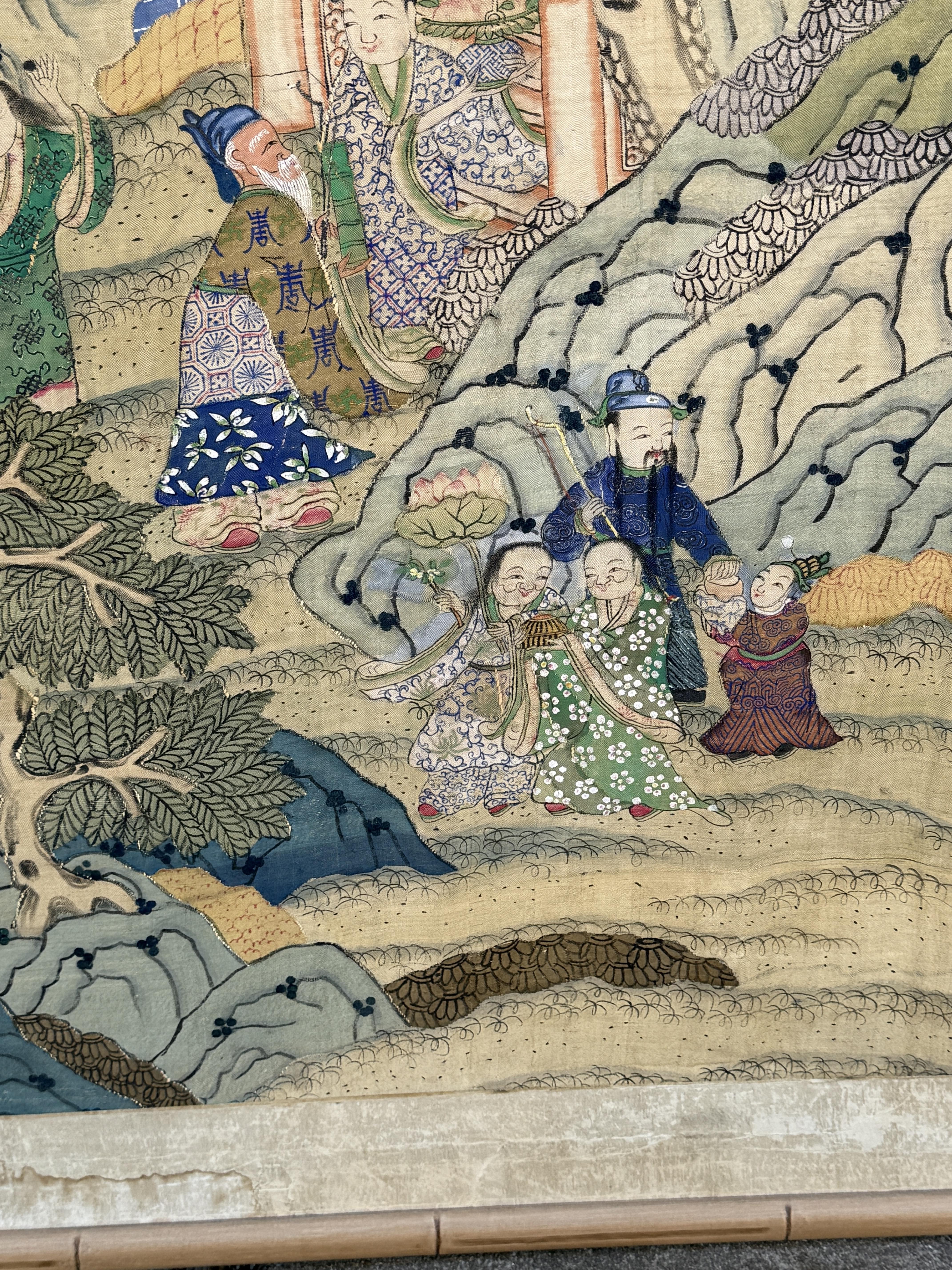 Early 20th Century Chinese Silk Kesi Panel – Immortal Figures For Sale 8