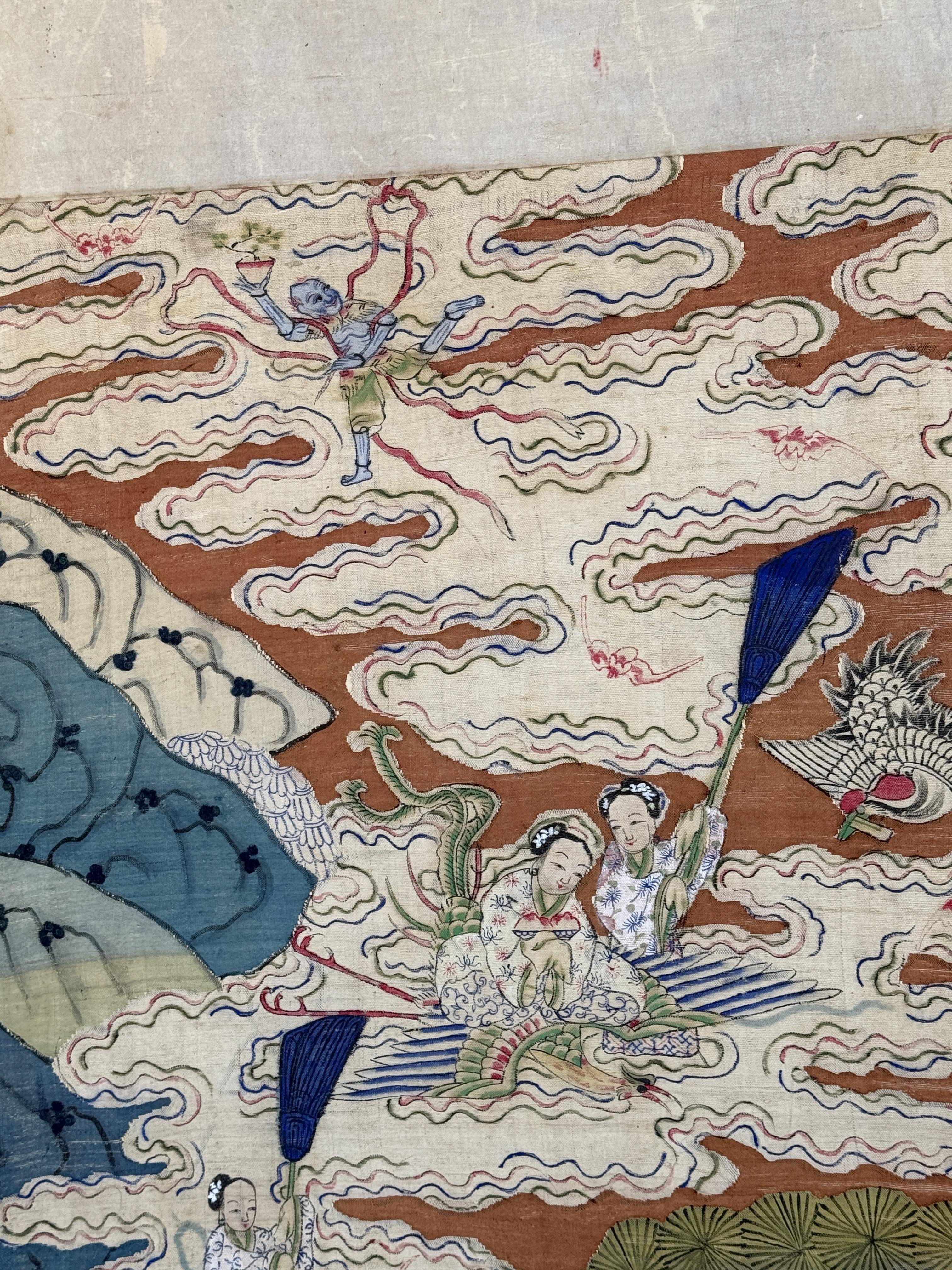 Early 20th Century Chinese Silk Kesi Panel – Immortal Figures For Sale 14