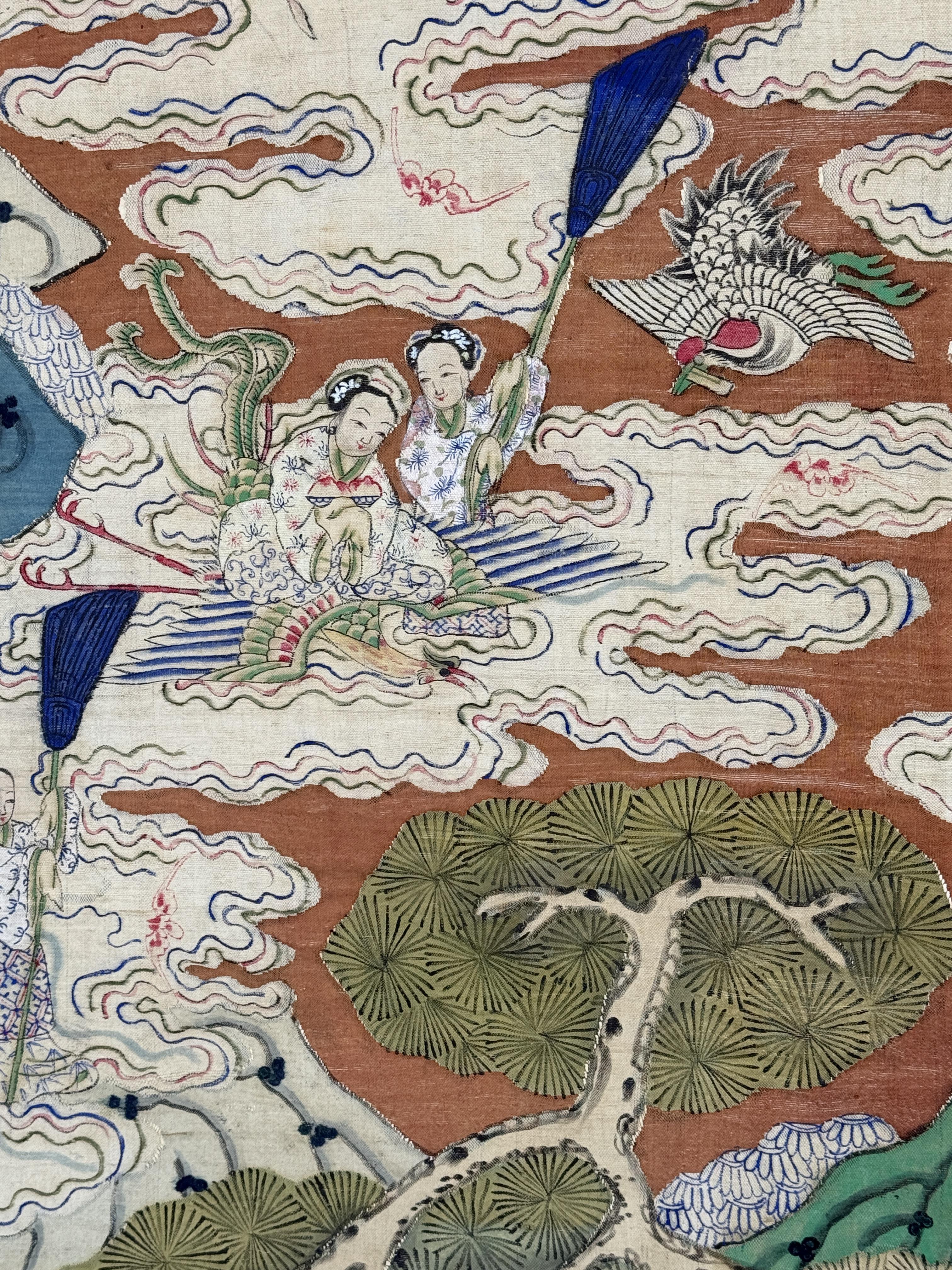 Early 20th Century Chinese Silk Kesi Panel – Immortal Figures For Sale 15