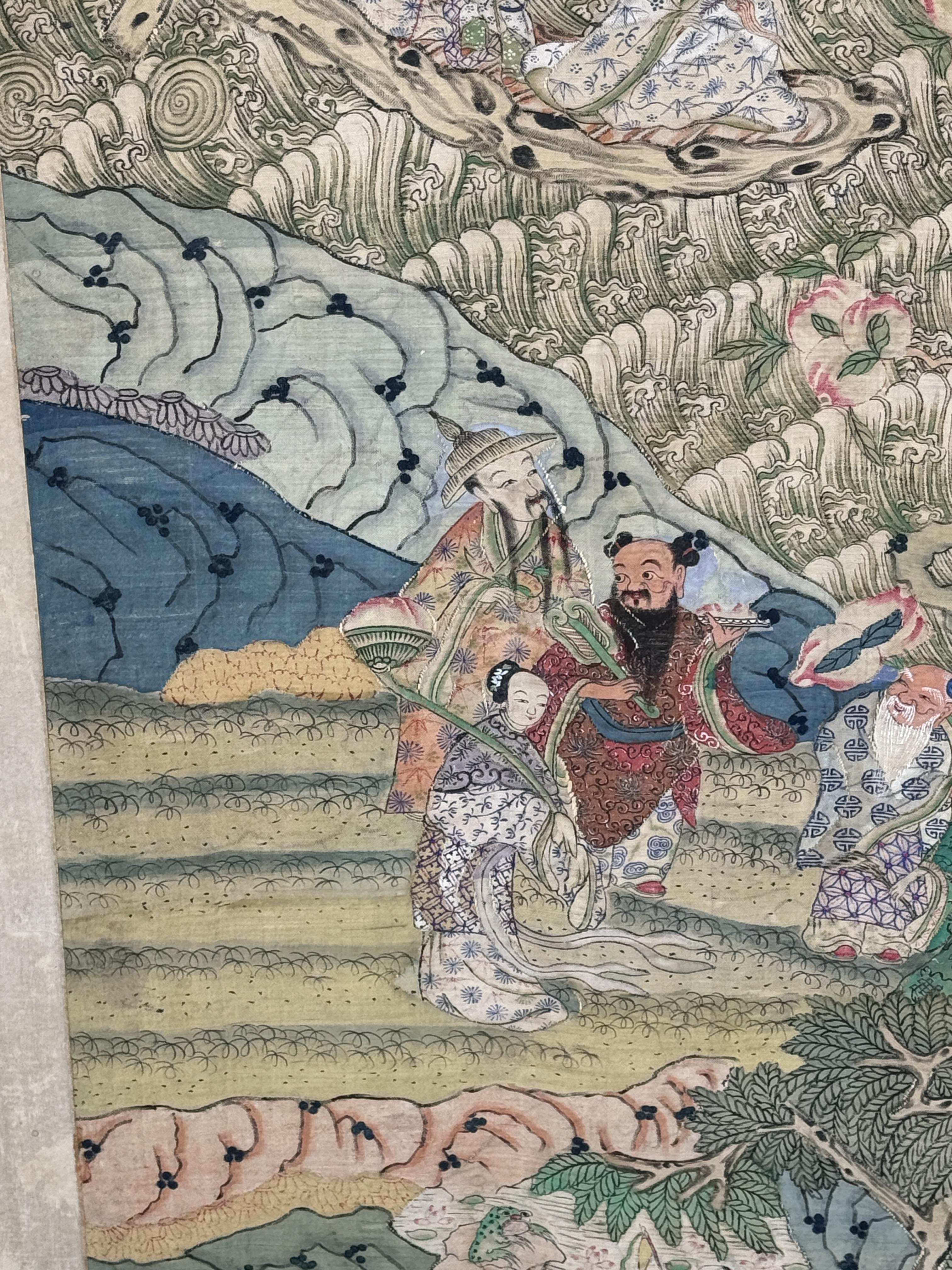 Early 20th Century Chinese Silk Kesi Panel – Immortal Figures For Sale 3