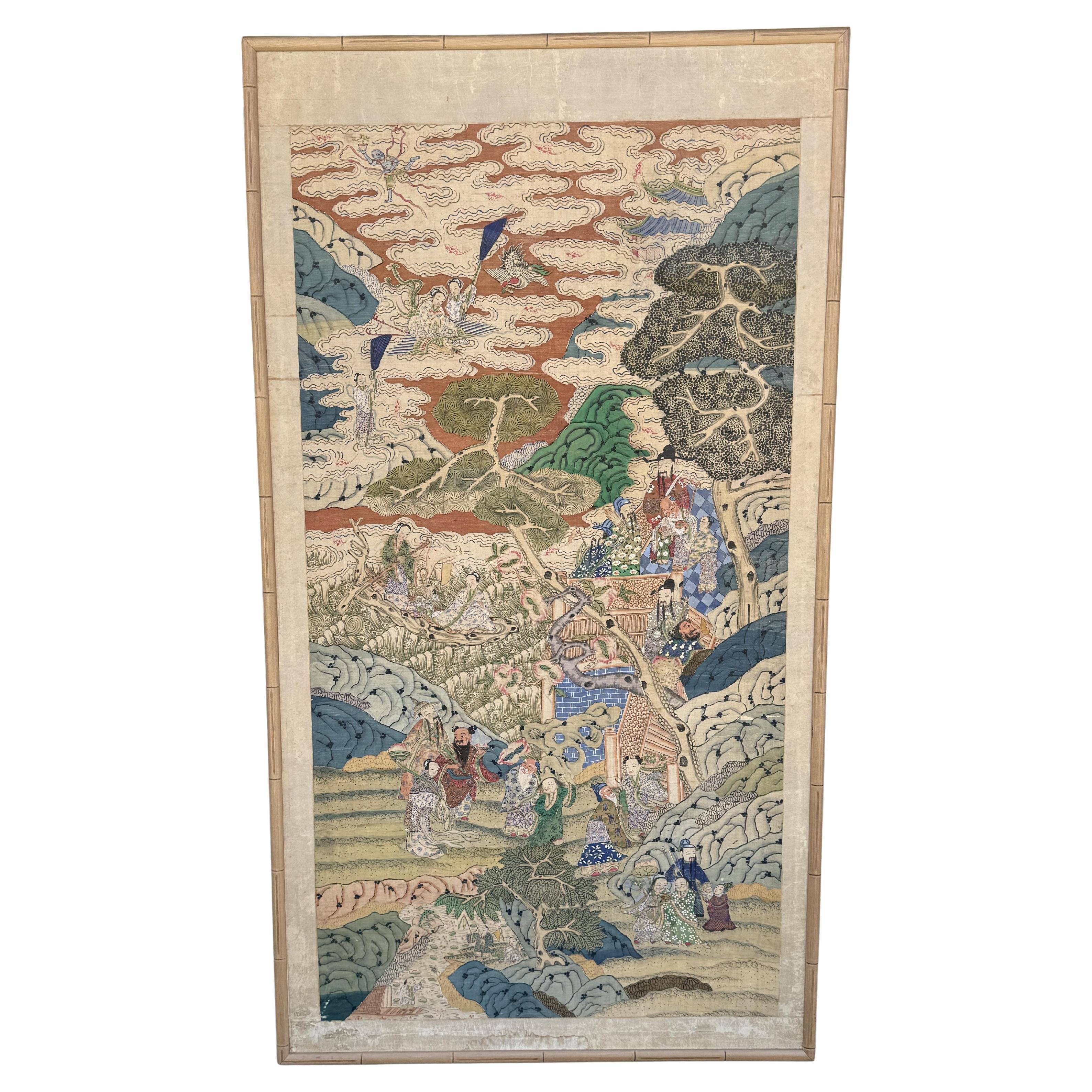 Early 20th Century Chinese Silk Kesi Panel – Immortal Figures