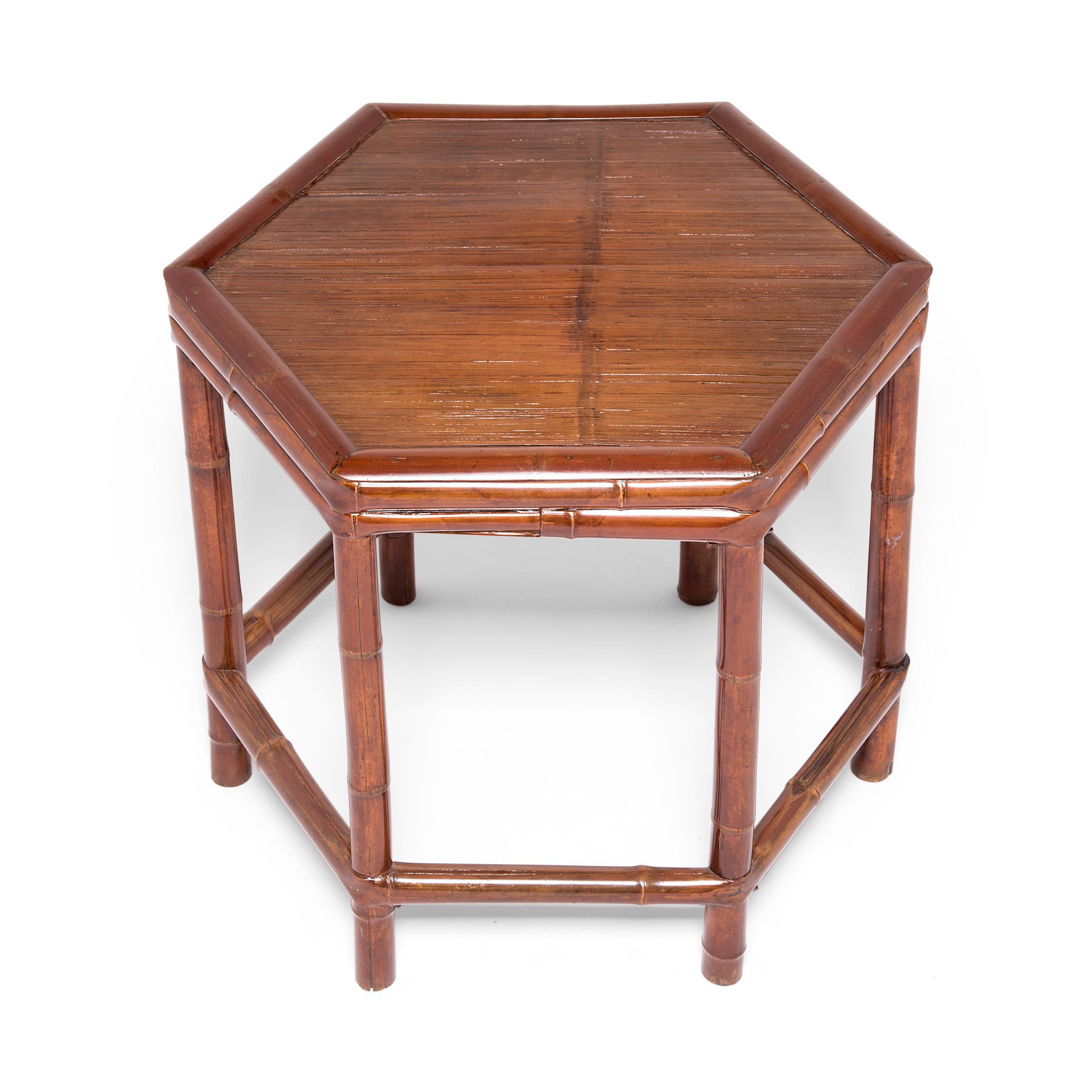 Early 20th Century Chinese Six-Sided Bamboo Table In Good Condition In Chicago, IL