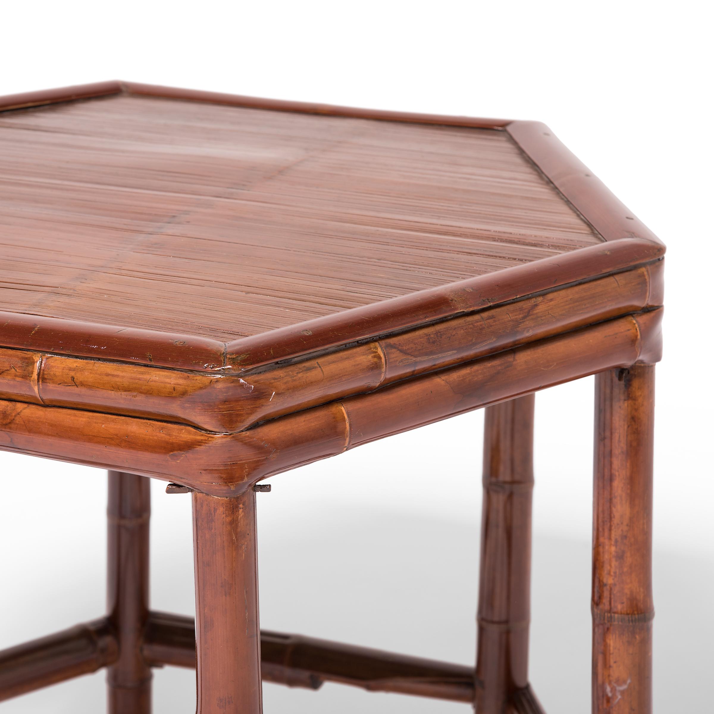 Early 20th Century Chinese Six-Sided Bamboo Table 1