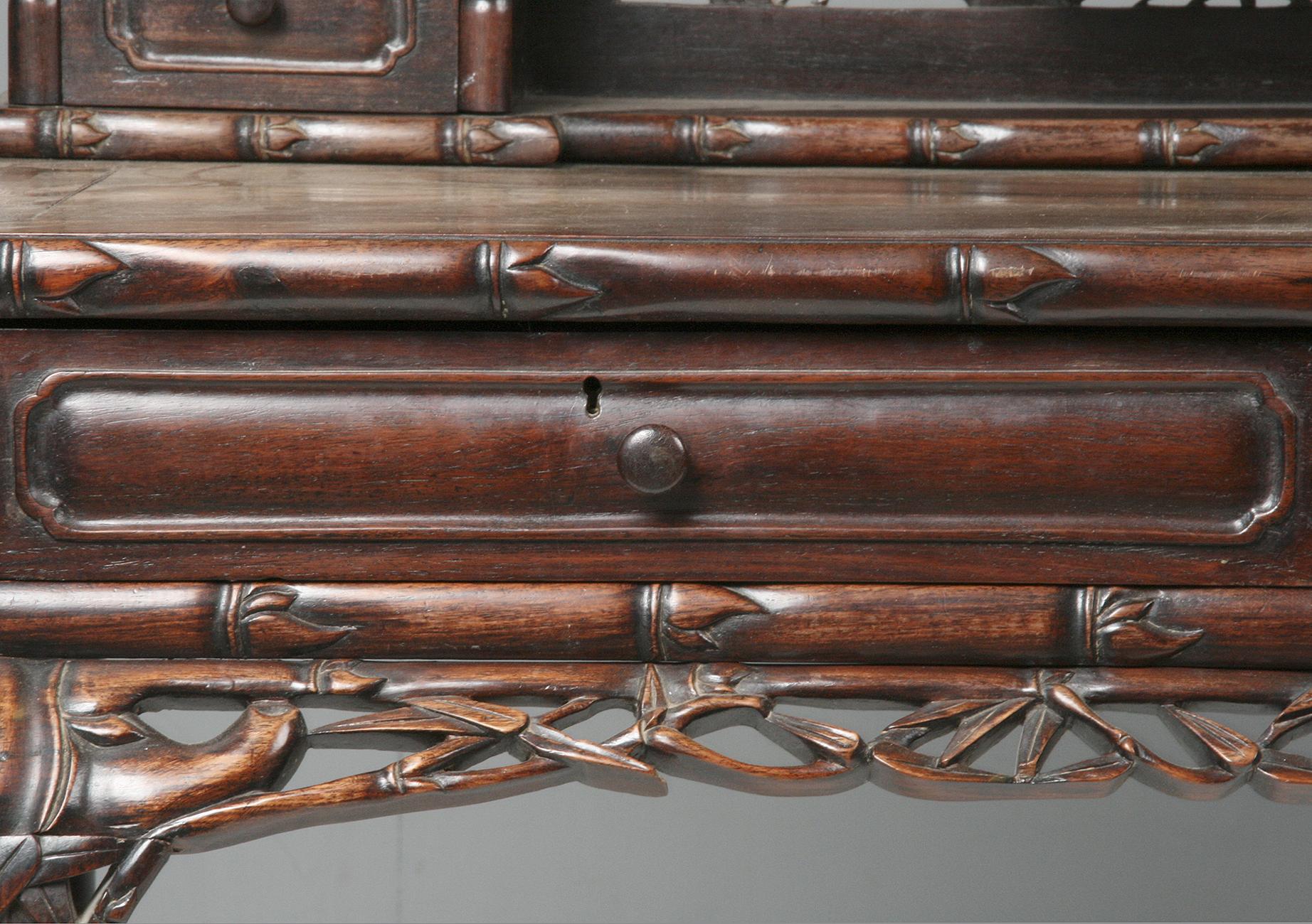 Early 20th Century Chinese Solid Hongmu Hand Carved Desk Set 3