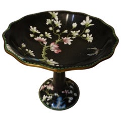 Antique Early 20th Century Chinese Spring Night Decorative Cloisonne Vase on Stand