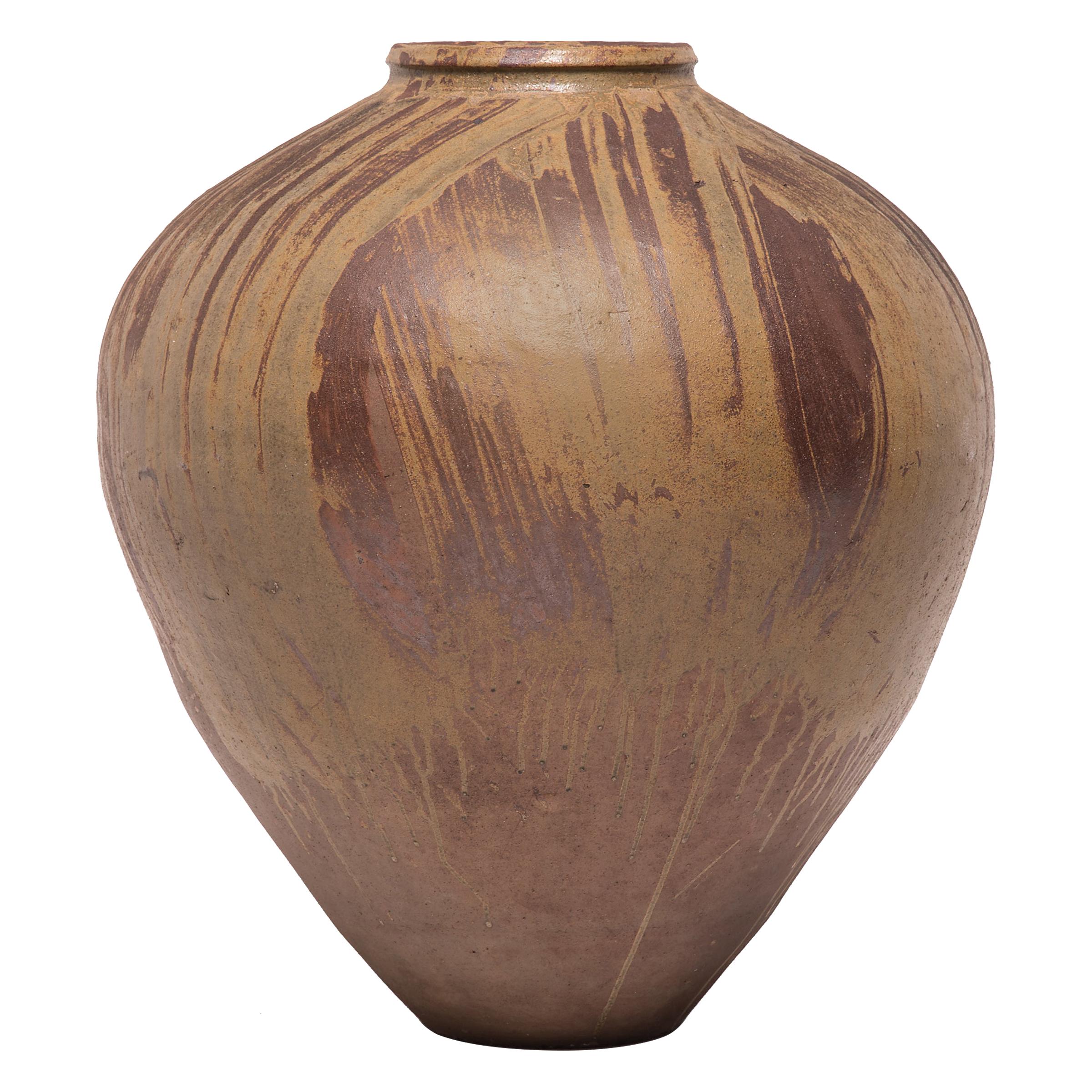 Early 20th Century Chinese Swirled Glaze Wine Jar