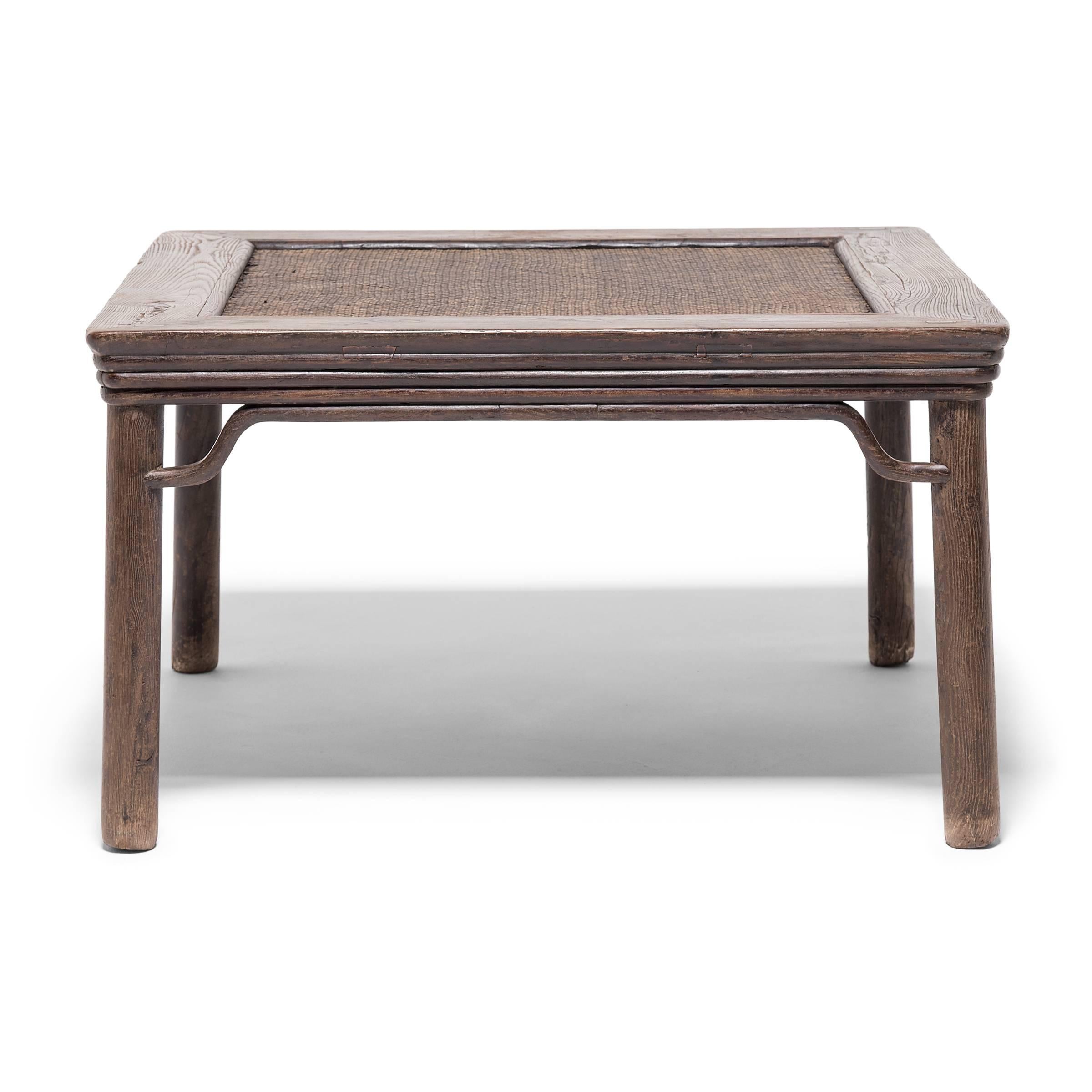 Qing Chinese Woven Top Square Table, c. 1900 For Sale