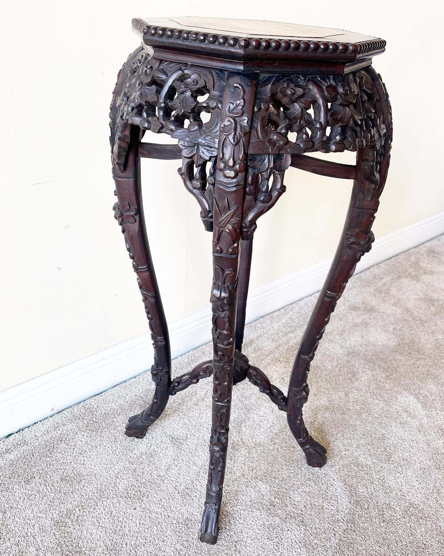 Early 20th Century Chinese Teak Table/Stand In Good Condition In Delray Beach, FL