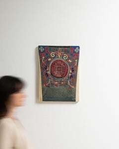 Early 20th Century Chinese Textile Wall Art, Fabric with Woven Accents